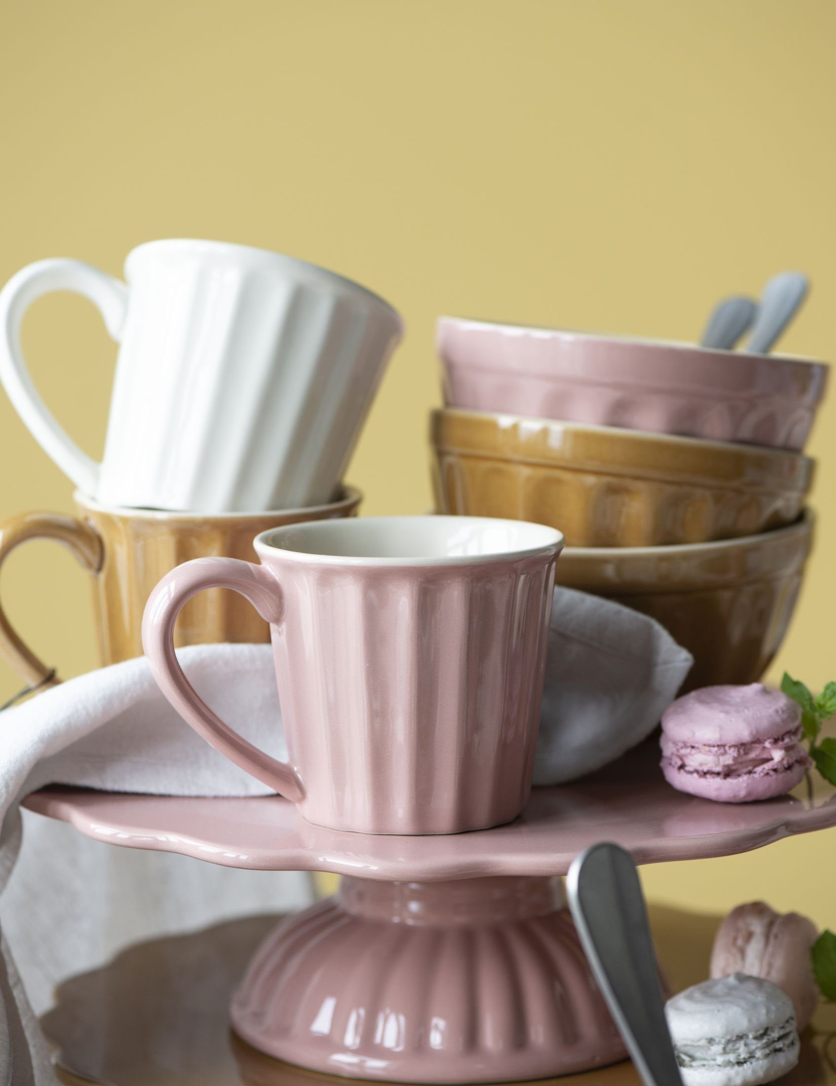 Ib Laursen Tortenplatte Tortenplatte Kuchenplatte Fuß Mynte Keramik Coral Almond Rot Ib, Keramik