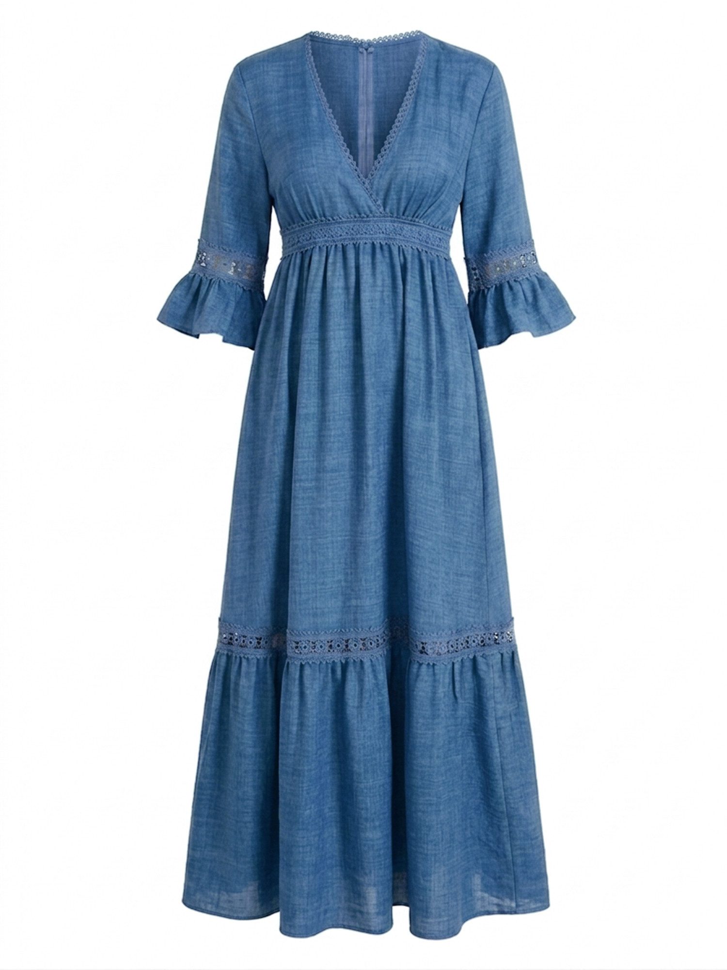 Imily Bela Maxikleid Damen Retro Freizeitkleid (Packung, 1-tlg., 1per-Pack) V-Ausschnitt
