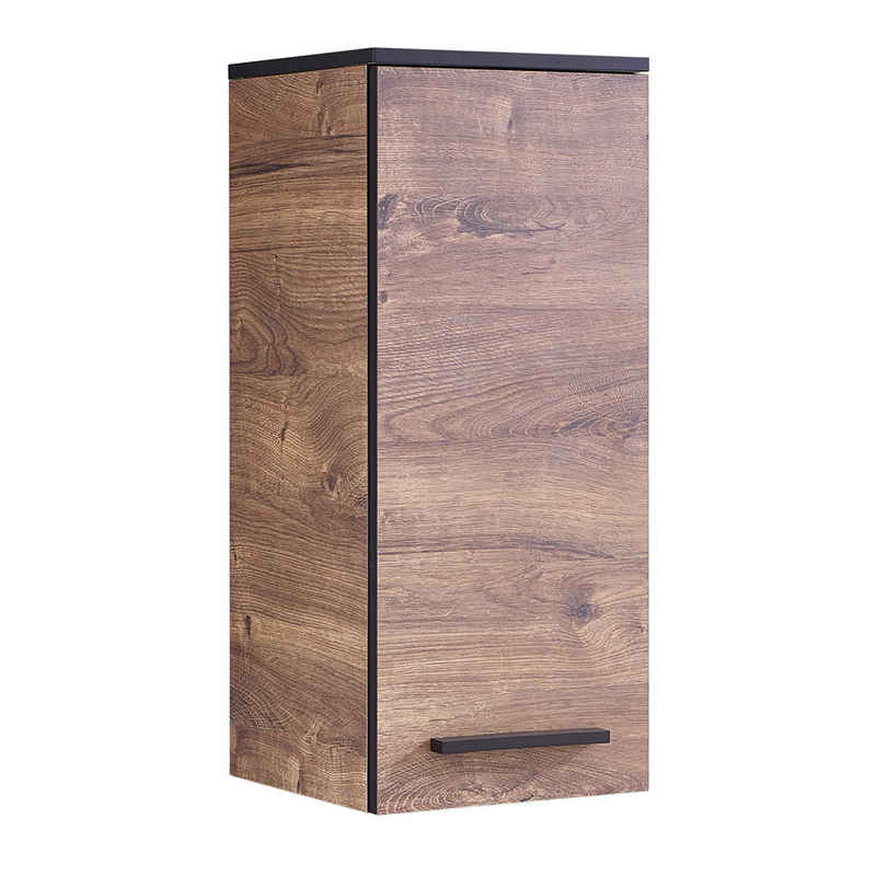 Lomadox Hängeschrank MURCIA-66 Badezimmer in Eiche Ribbeck quer Nb. mit schwarzen Kanten 30/72/33 cm