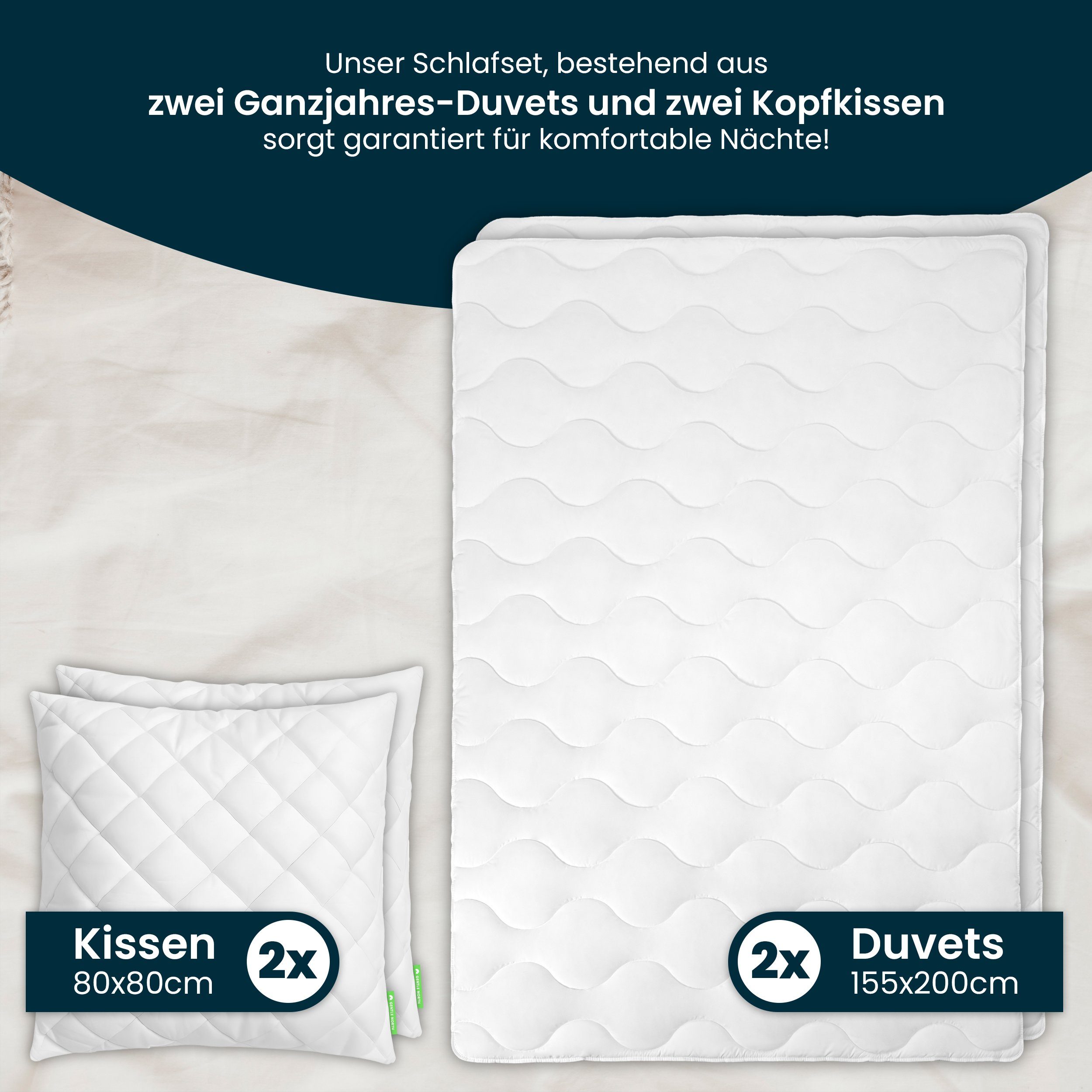 Gentle North Microfaserbettdecke + Kopfkissen Bettdecke günstig online kaufen