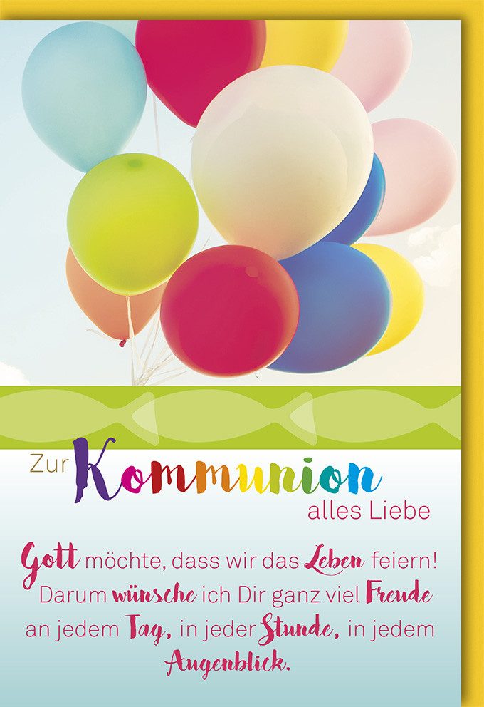 Verlag Dominique Grußkarten Kommunion Karte mit Umschlag bunte