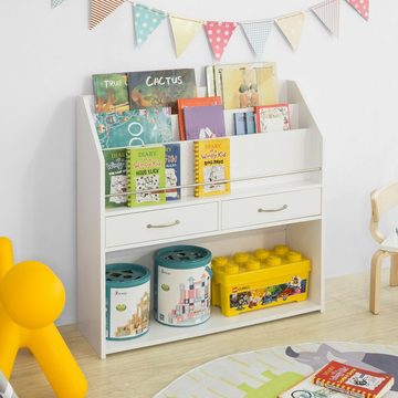 SoBuy Bücherregal KMB39, Kinder Kinderregal mit Ablagefächern und 2 Schubladen Spielzeugregal