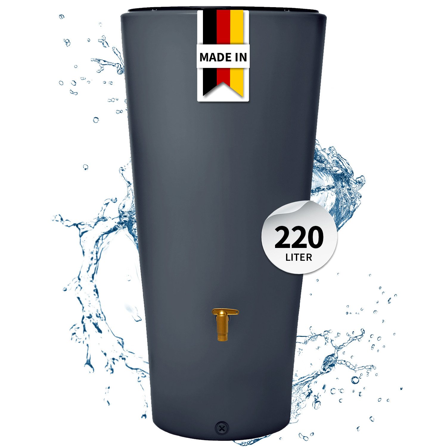 4rain Regentonne VASO 2in1 Regenspeicher 220 Liter graphite grey inkl. Pflanzschale