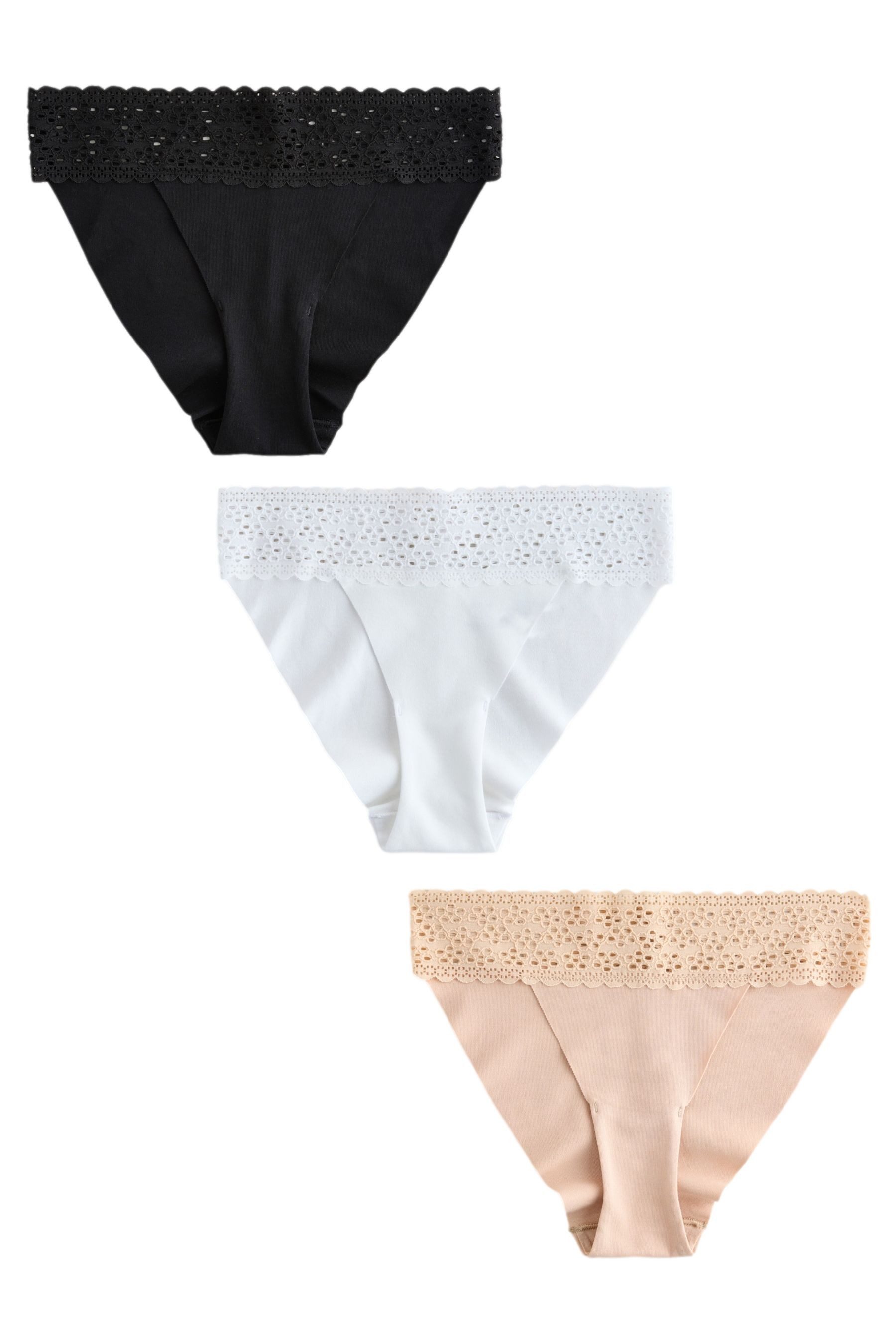 Next Tanga 3er-Pack nahtlose Slips mit Spitzenbesatz, Tanga (3-St)