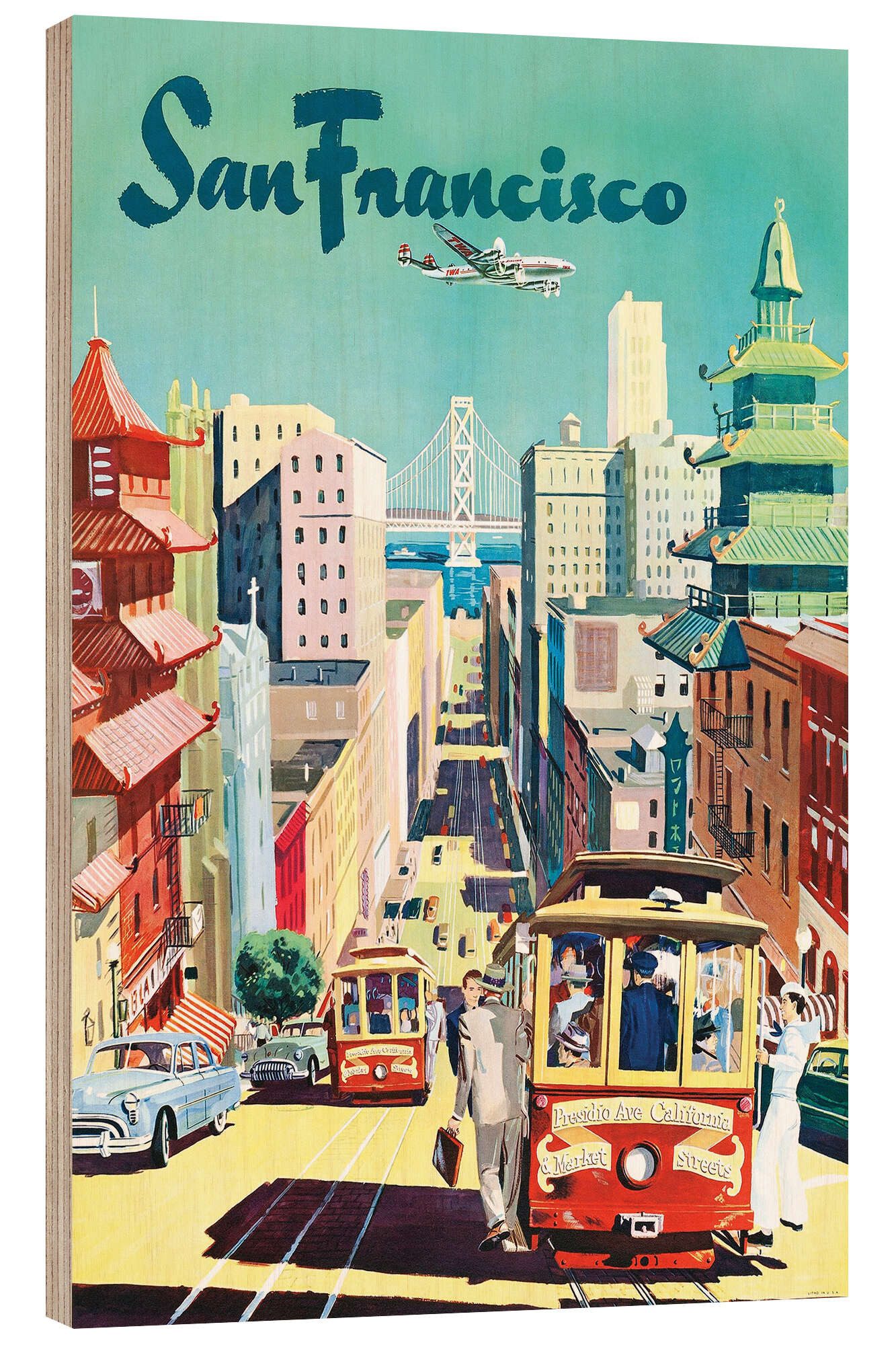 Posterlounge Wandbild San Francisco, Vintage Travel Collection, erhältlich als Poster, Leinwandbild, Wandsticker oder Acrylglasbild