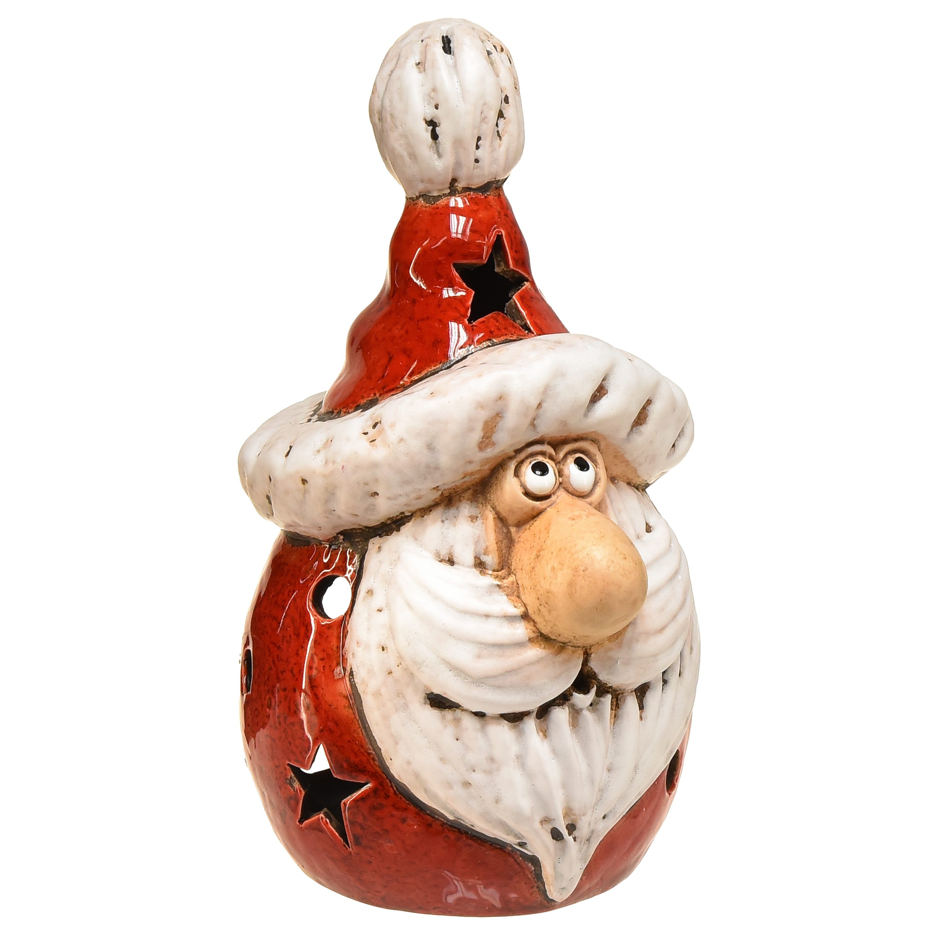 Weihnachtsmann Weihnachtsmann-Windlicht Rot 18 cm – Deko Teelichthalter