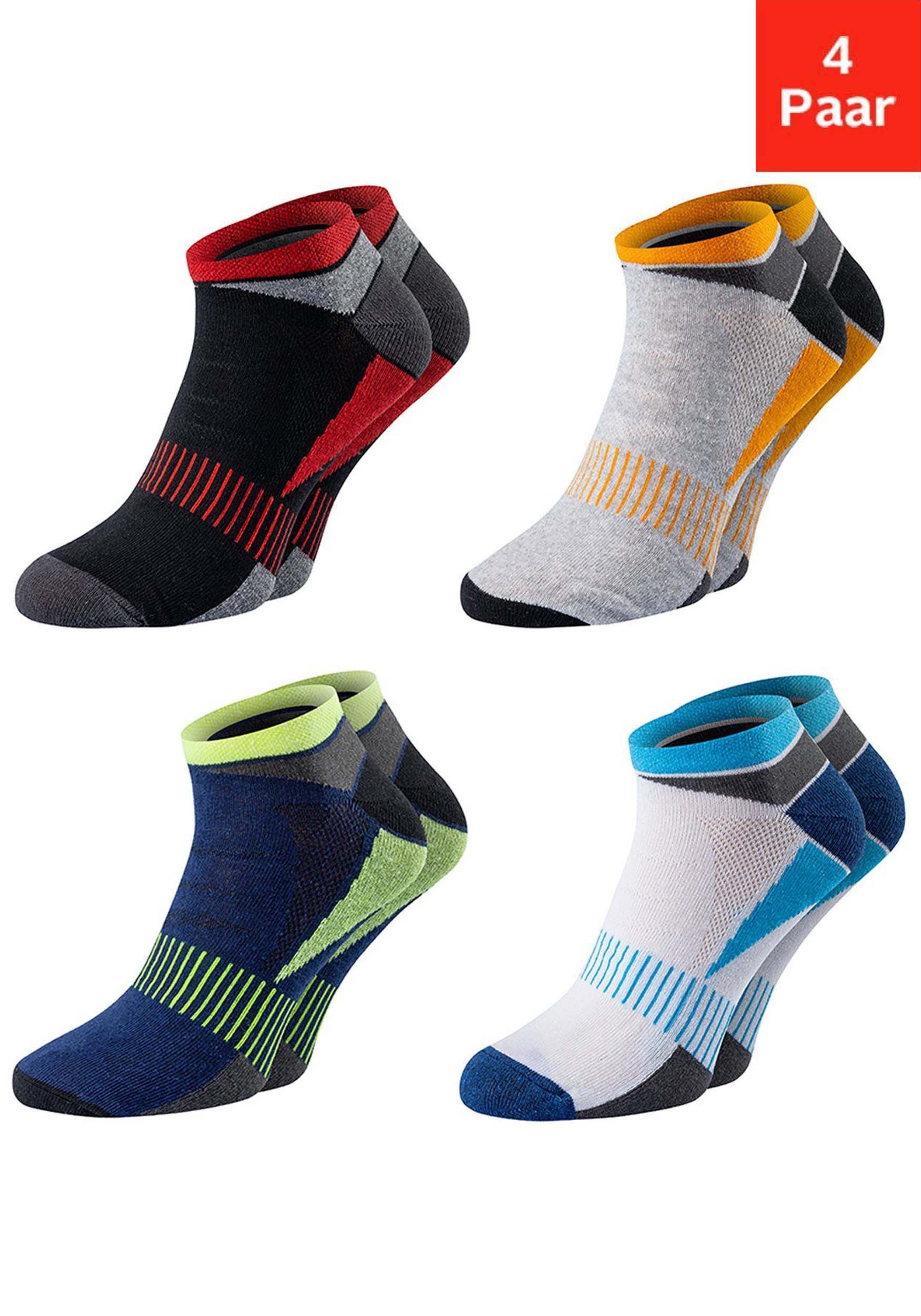 Chili Lifestyle Sneakersocken PREMIUM Sneaker Socken Damen & Herren aus Baumwolle, atmungsaktiv (Multipack, 4-Paar, 4 Farbdesigns - AirGrip Komfortbund ohne Gummidruck) Low Cut Sneaker Socken für Sport, Alltag & Freizeit