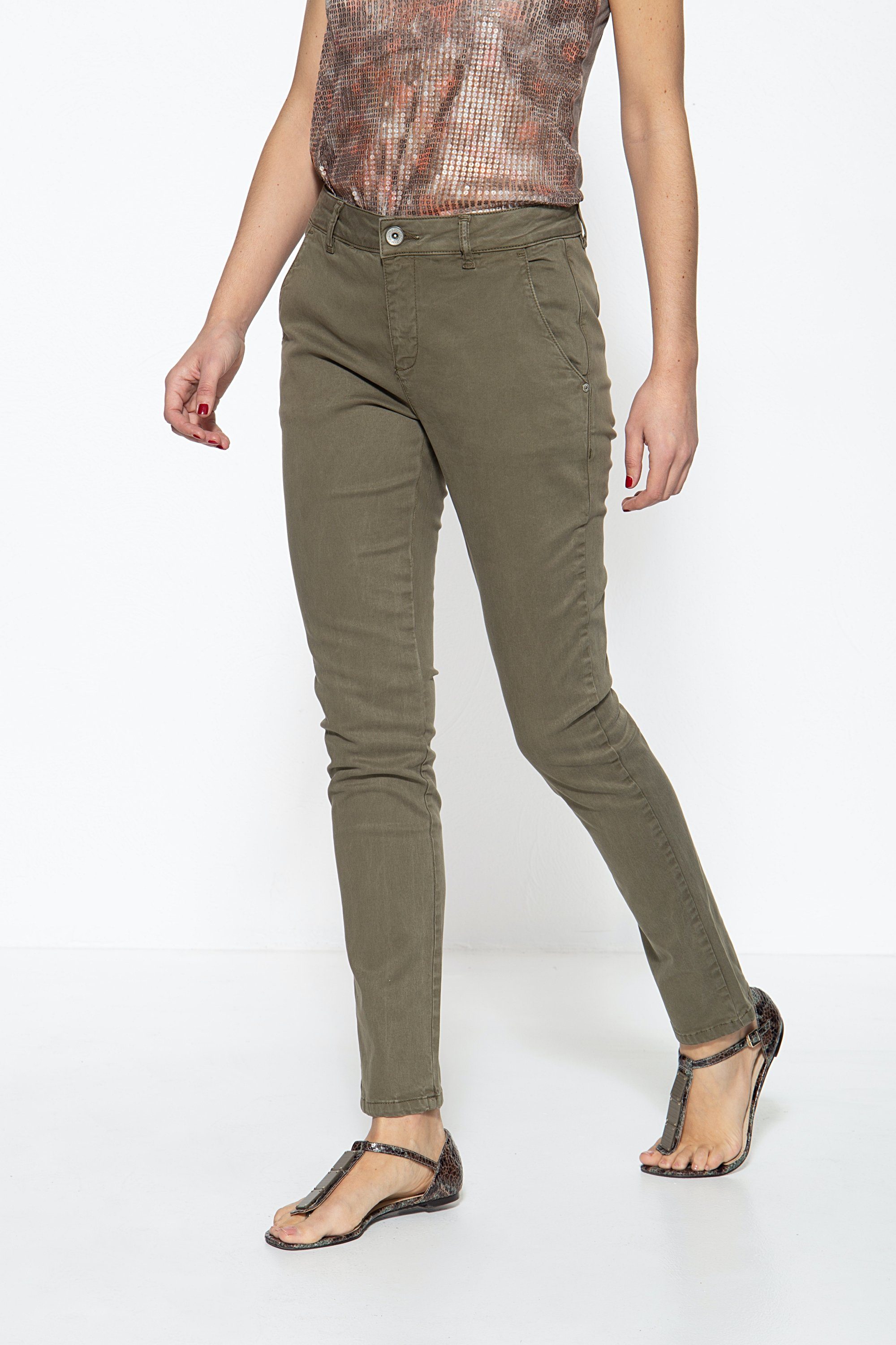 ATT Jeans Stretch-Hose Emilia im eleganten Chino-Look olivgrün