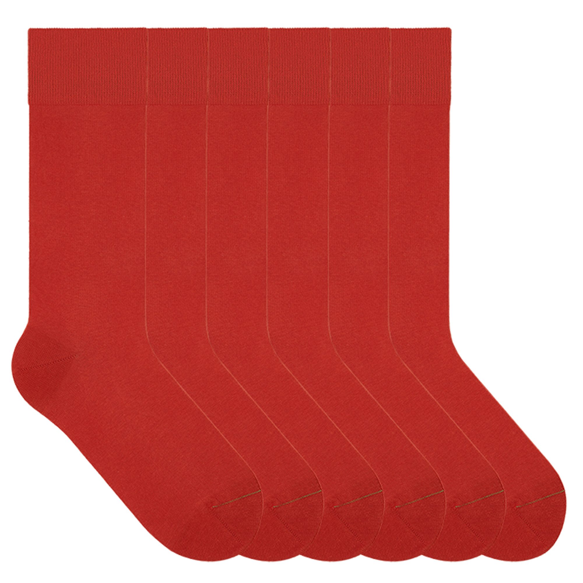 von Jungfeld Socken Rot SET Baumwoll-Mischung 35-46 Unisex (6-Paar, 6 Paar) Bunte lange Socken aus Bio-Baumwolle