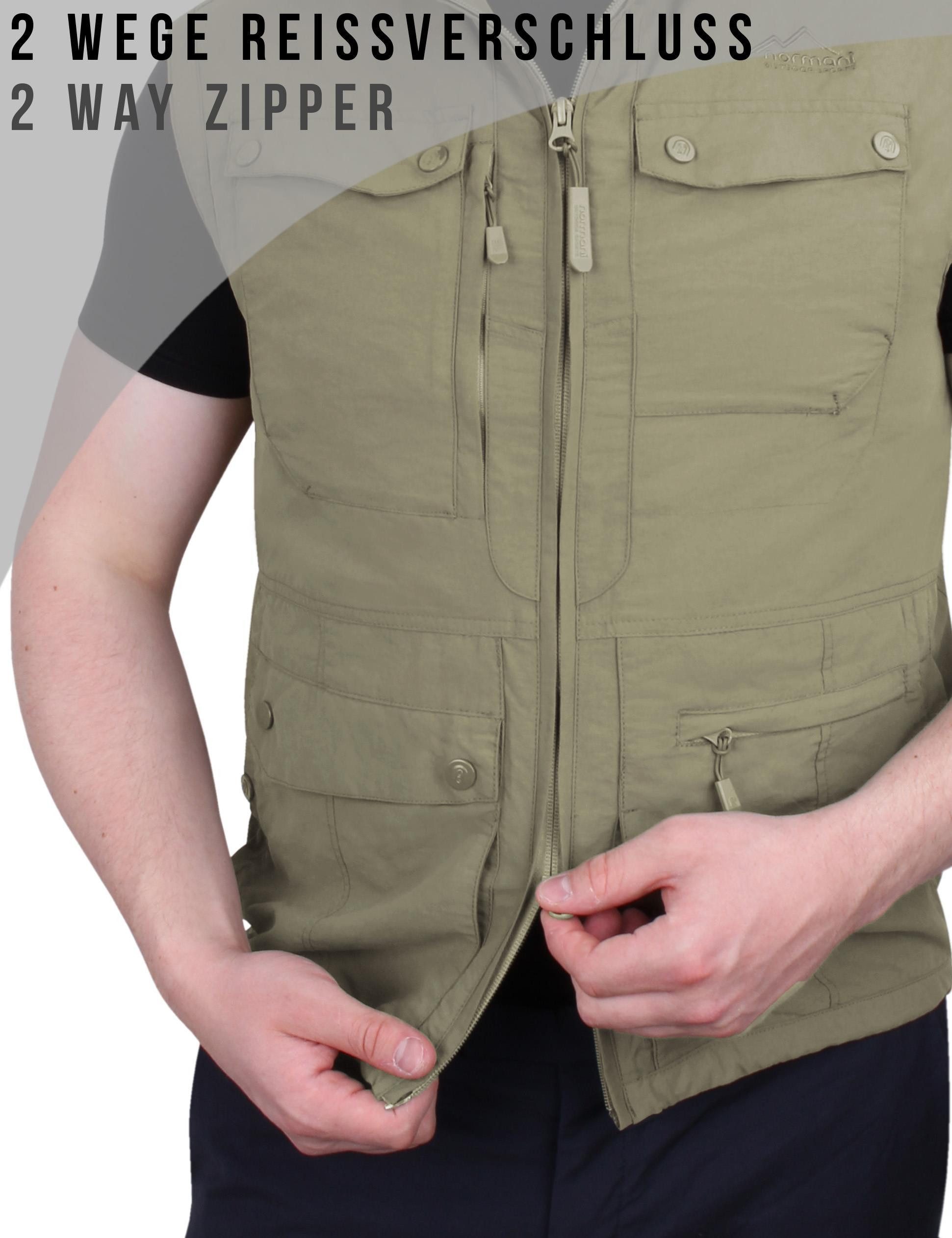 normani Funktionsweste Herren Outdoor Weste Kudu Reise Sommerweste Wanderweste Freizeitweste Sonnenschutzfaktor UPF 50+