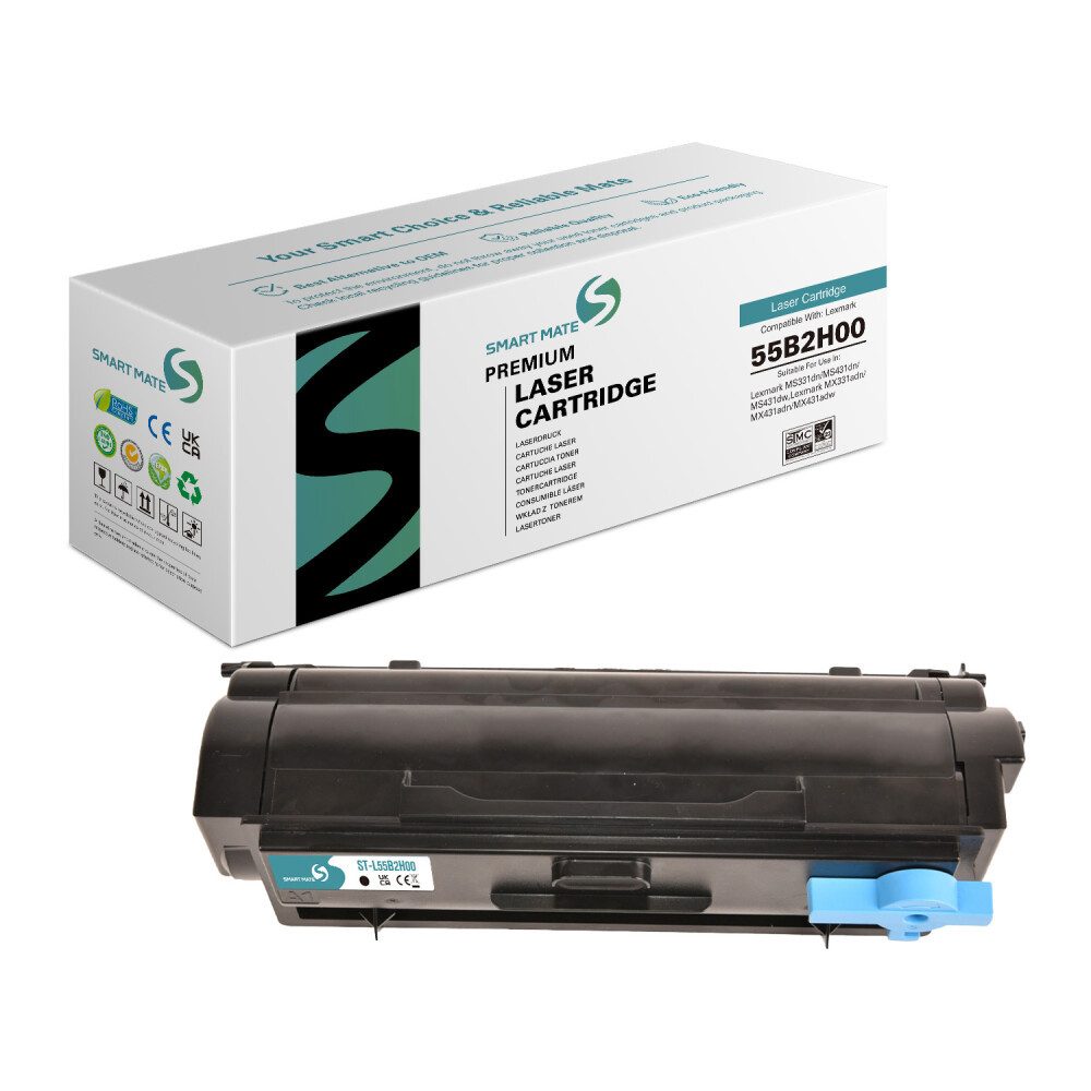 SmartMate Tonerpatrone SmartMate wiederaufbereitete toner Lexmark 55B2X00, (1-St)