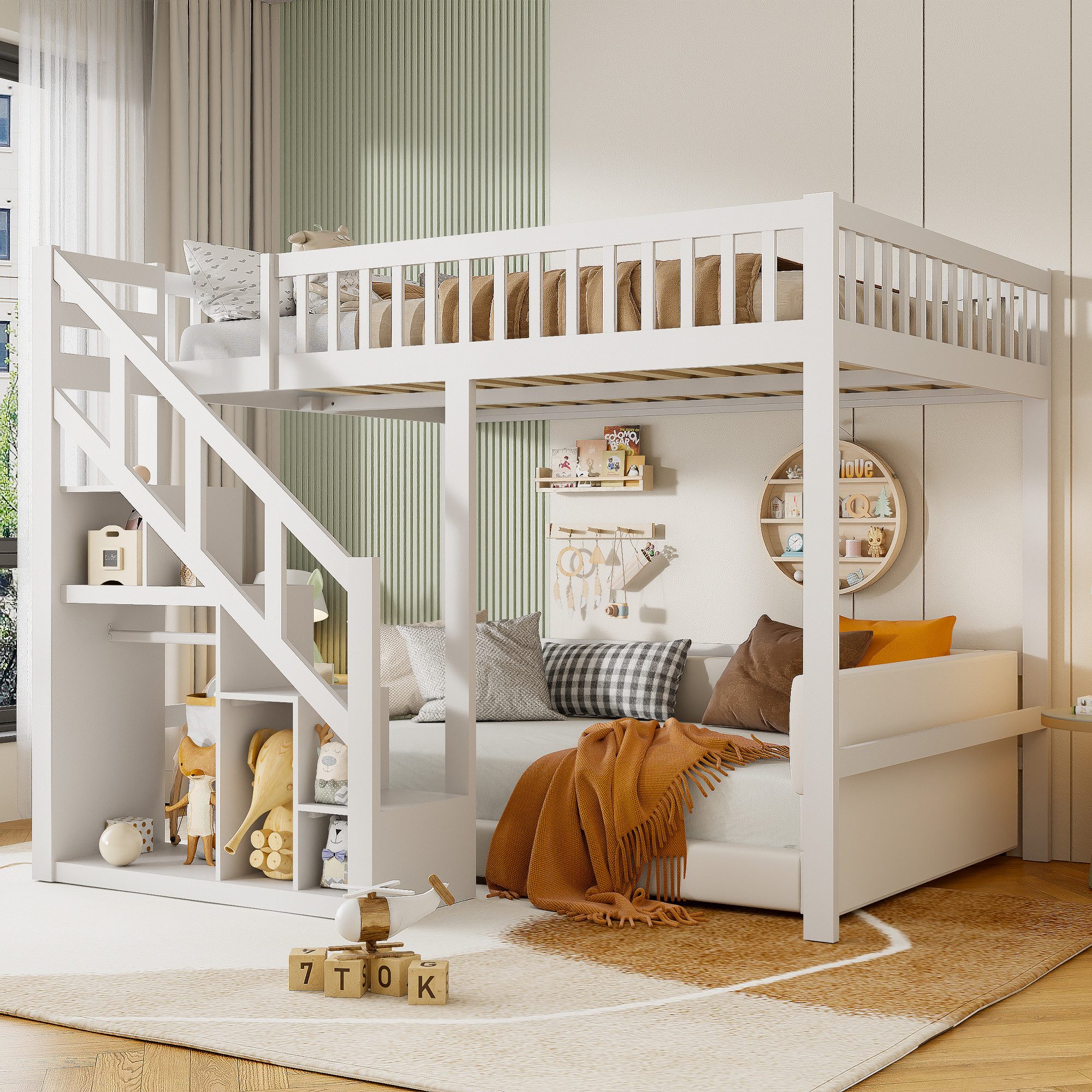 Furnishings Home Hochbett Stauraumbett Kinderbett Holzbett günstig online kaufen