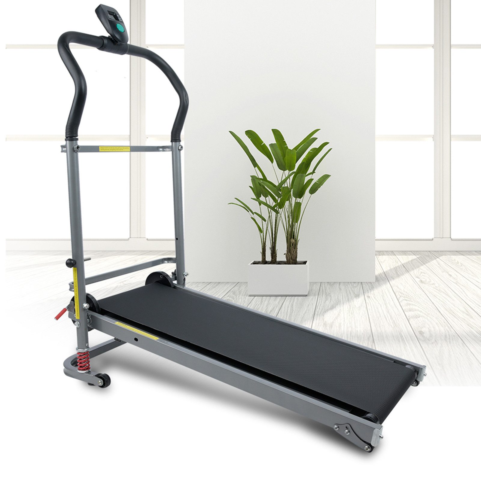 GARRYFIZH Laufband Mini Laufband klappbar bis 110kg, mechanischer Heimtrainer ohne Strom, Gelenkschonend mit Dämpfung, 2 Stufen, platzsparend für Home Office