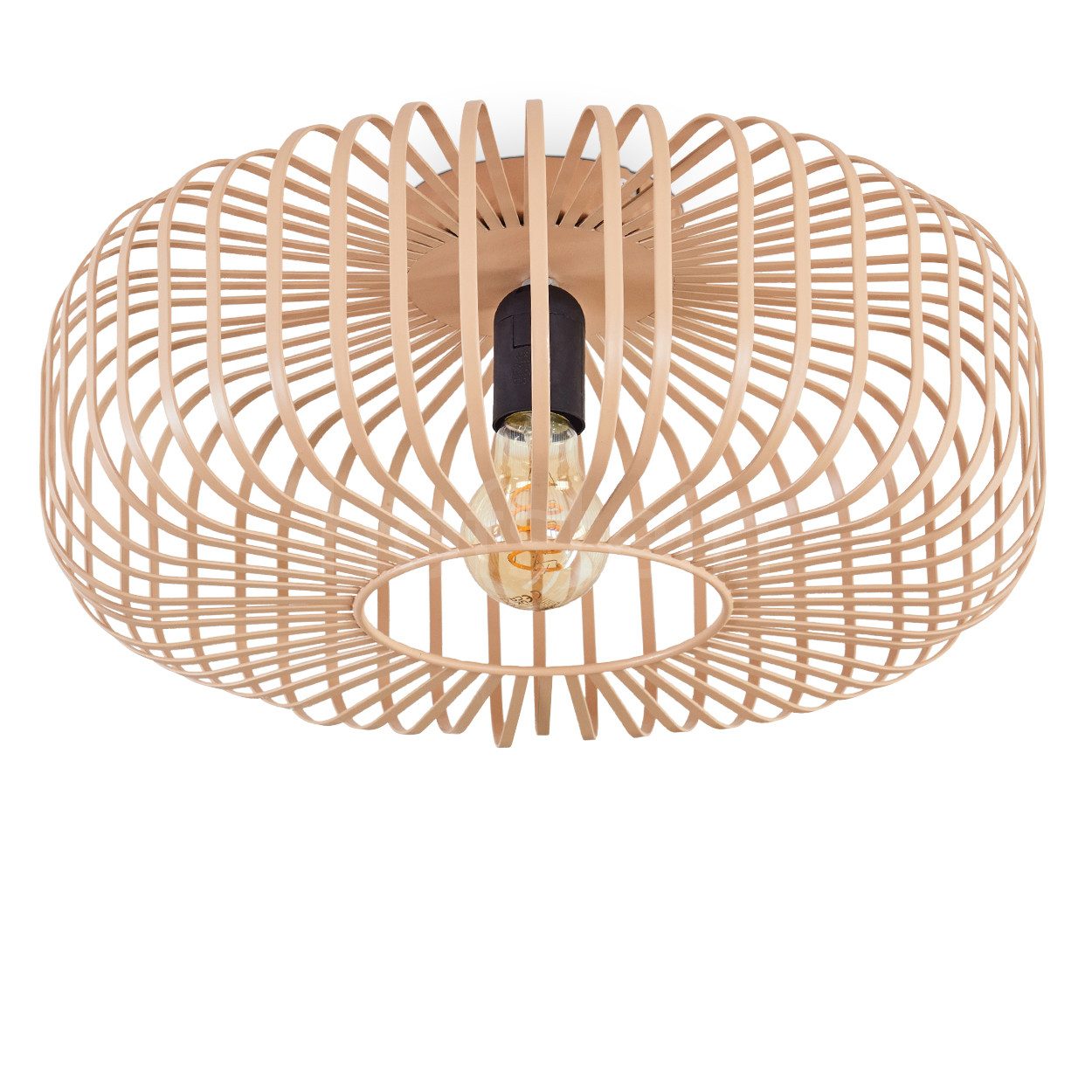 hofstein Deckenleuchte runde Deckenlampe aus Metall in Schwarz/Hellbraun/Be günstig online kaufen