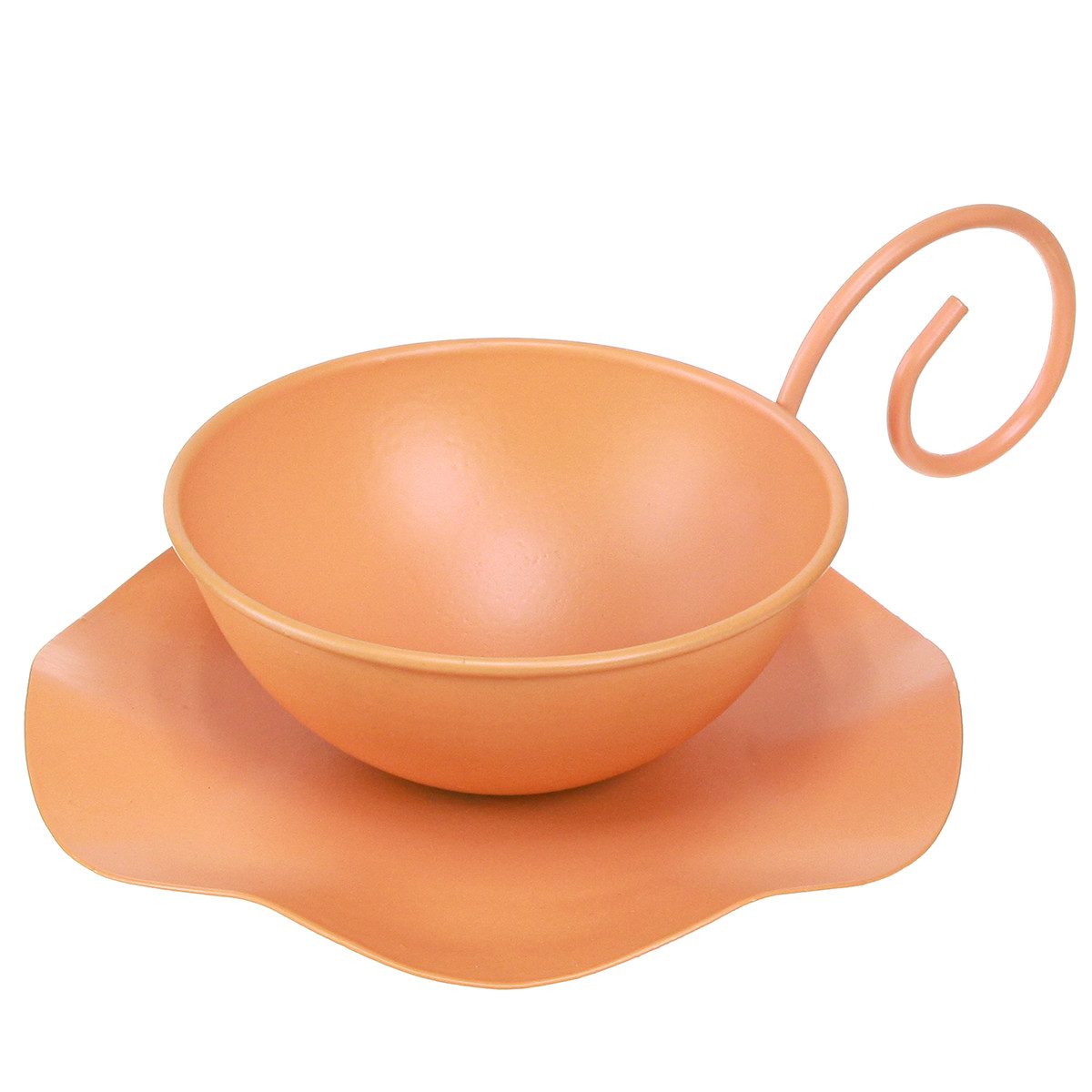 Florists Products Übertopf Metall Deko Tasse Orange Ø11,5cm Unterteller 2er Set, 2 Stück