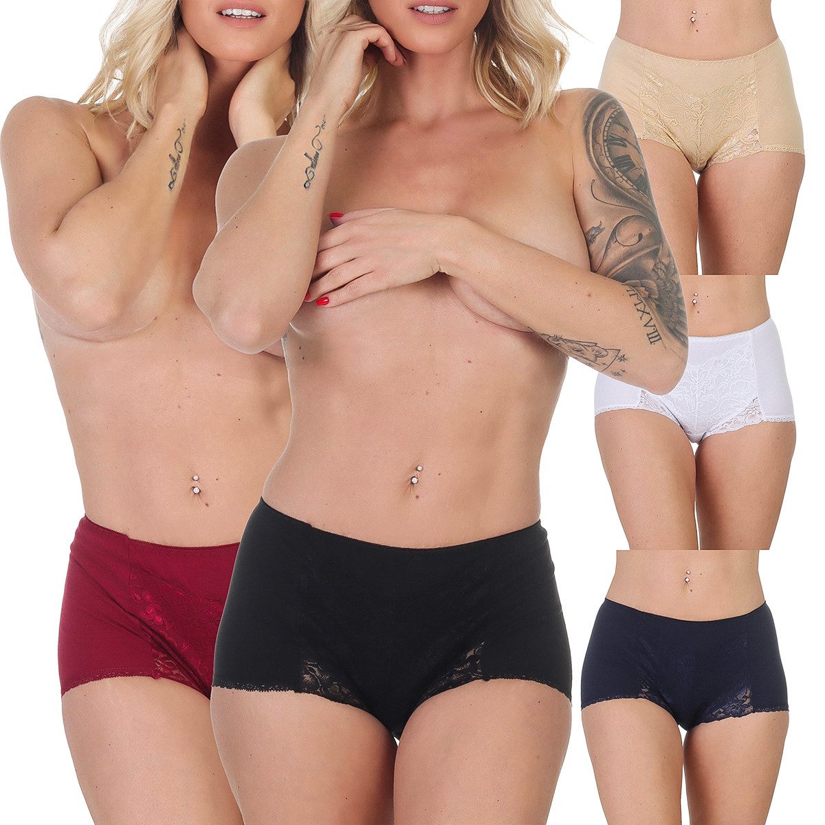 Taillenslip 5-Pack Taillenslip Slip aus Baumwolle mit hoher Taille 9084 Größe: L