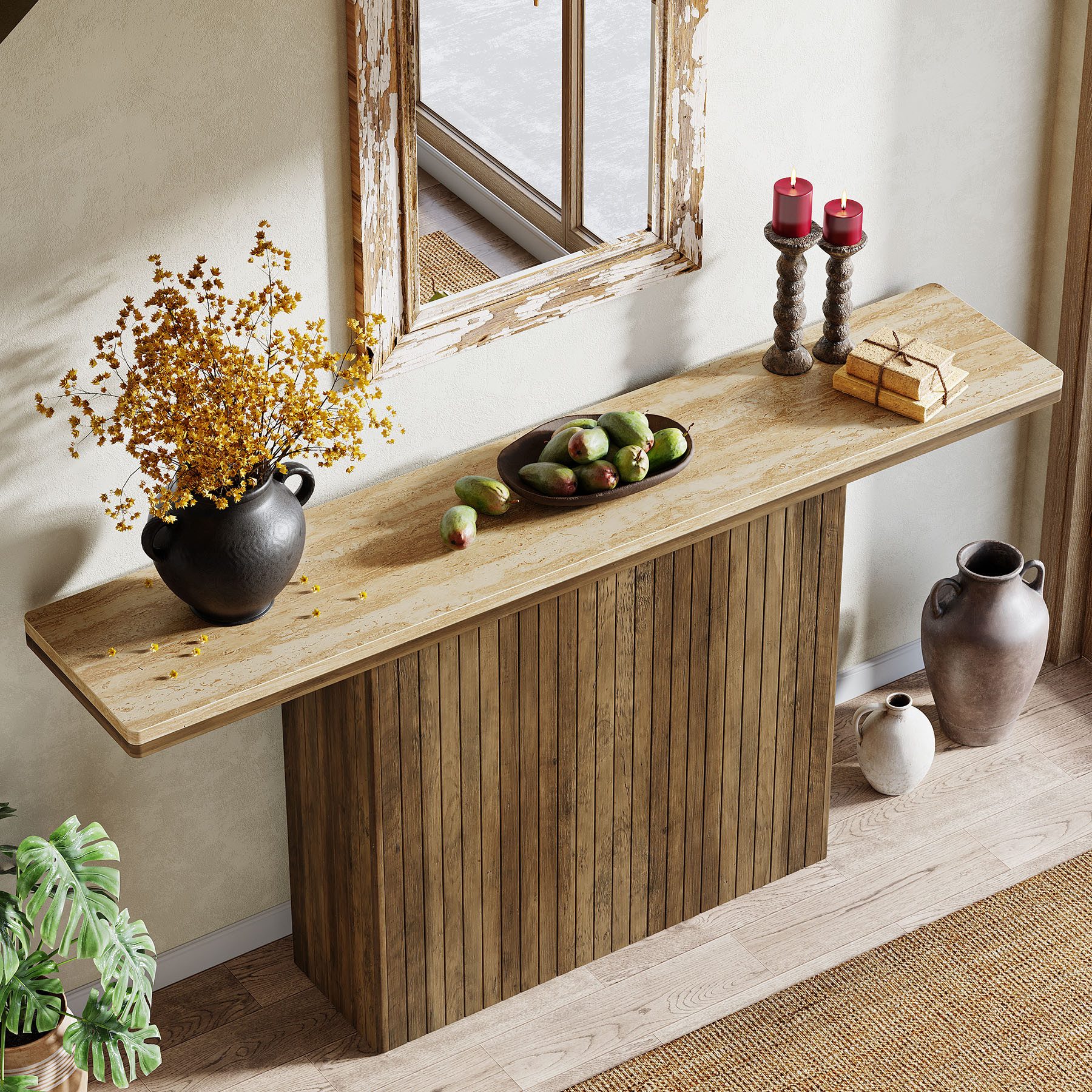 Tribesigns Konsolentisch Rustikaler Eingangstisch, 160 cm Sofatisch für Woh günstig online kaufen