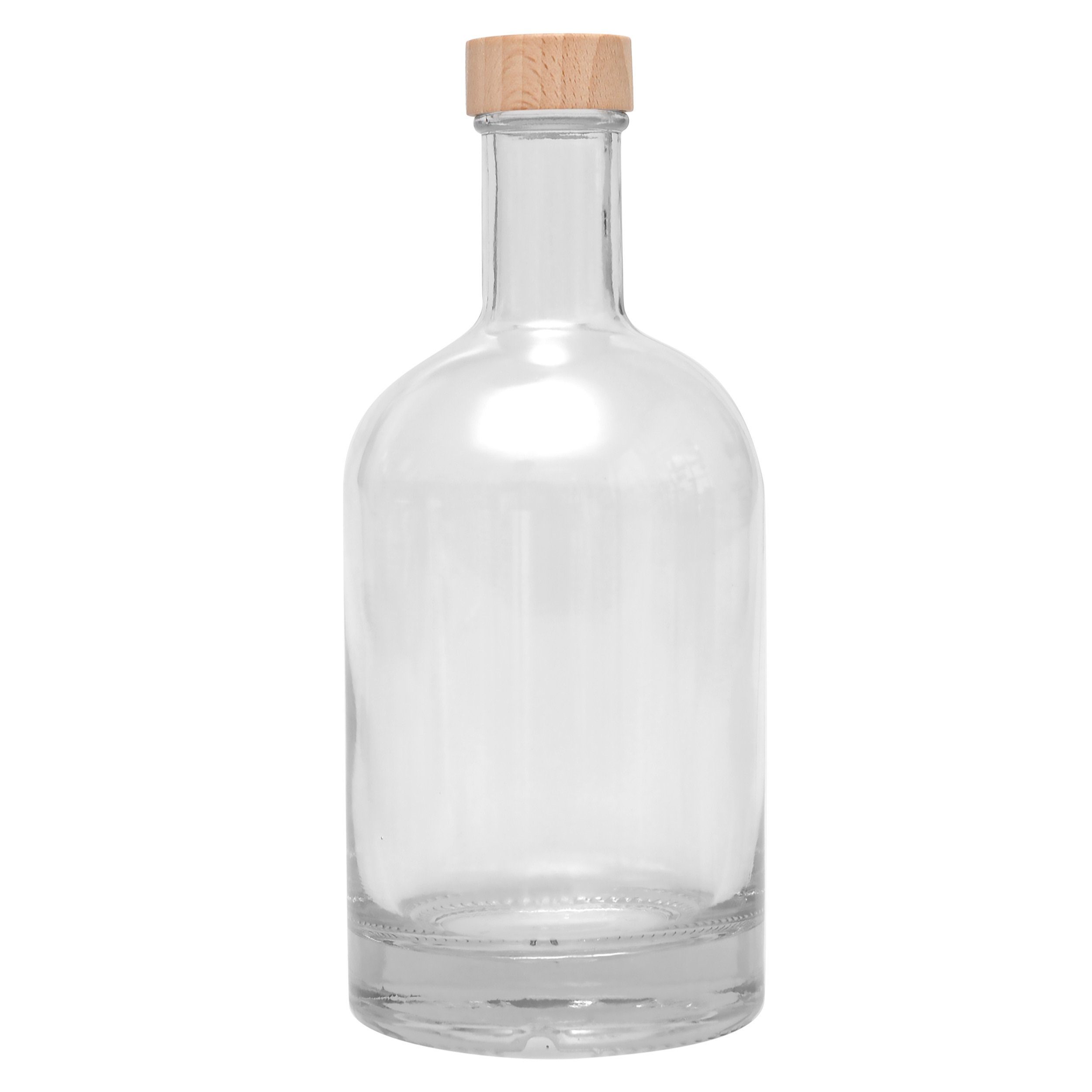 Yogishop Trinkflasche Yogabottle just water, 0,7 l, Formschöne, hochwertige Glastrinkflasche mit Holzverschluss.