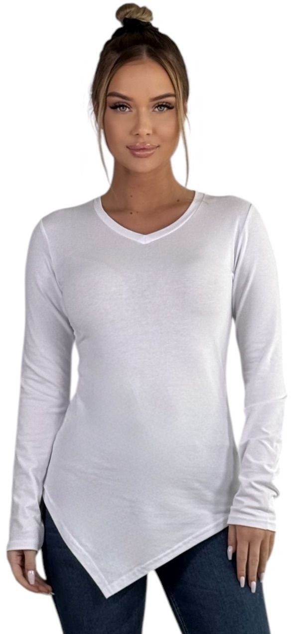 Mississhop Langarmshirt Elegantes Asymmetrisches Longshirt Baumwolle günstig online kaufen