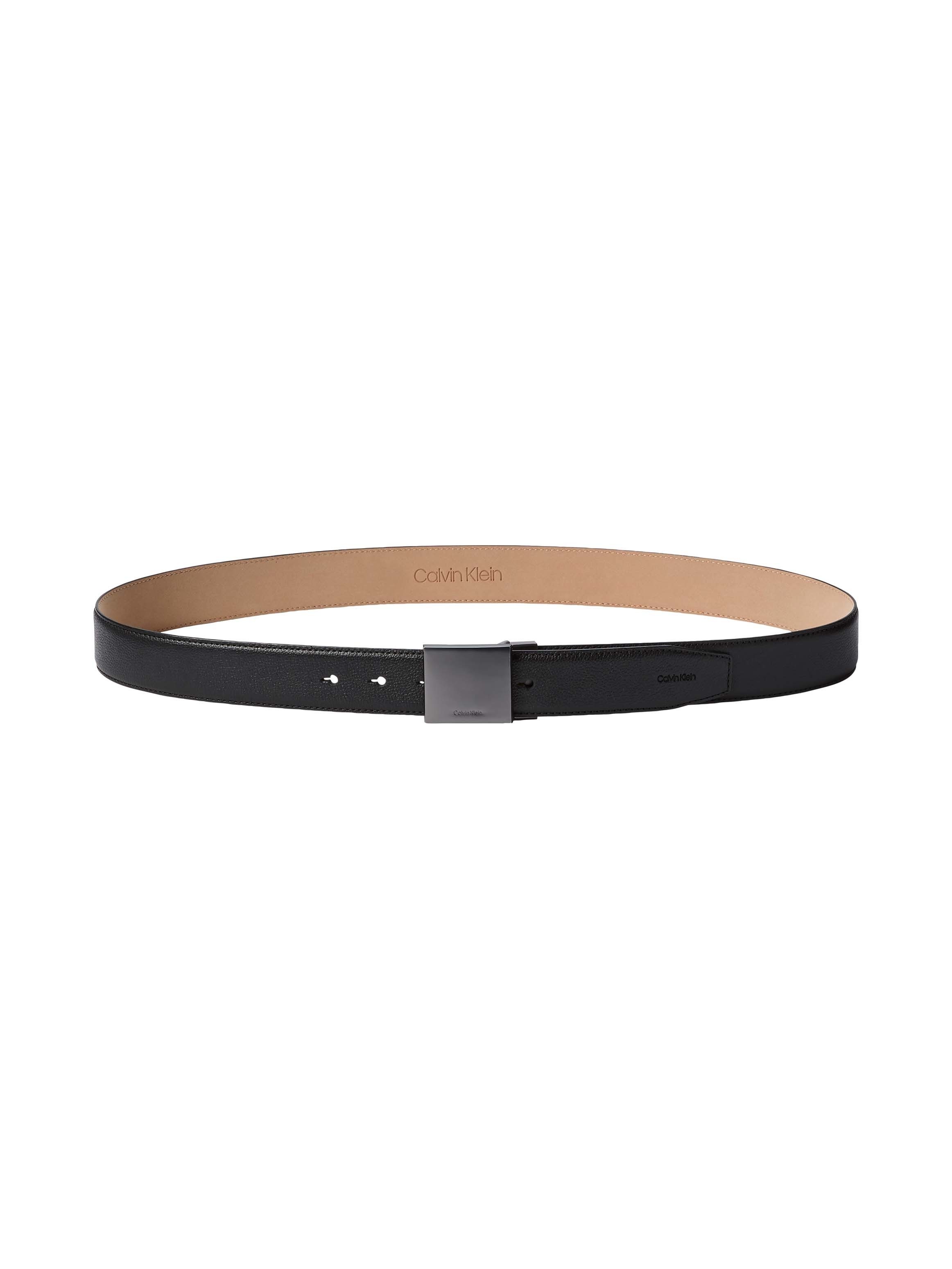 Calvin Klein Jeans Ledergürtel DRESS PLAQUE PEBBLE 35MM ADJ Größenverstellbar mit Metallschließe – Bild 4 von 5