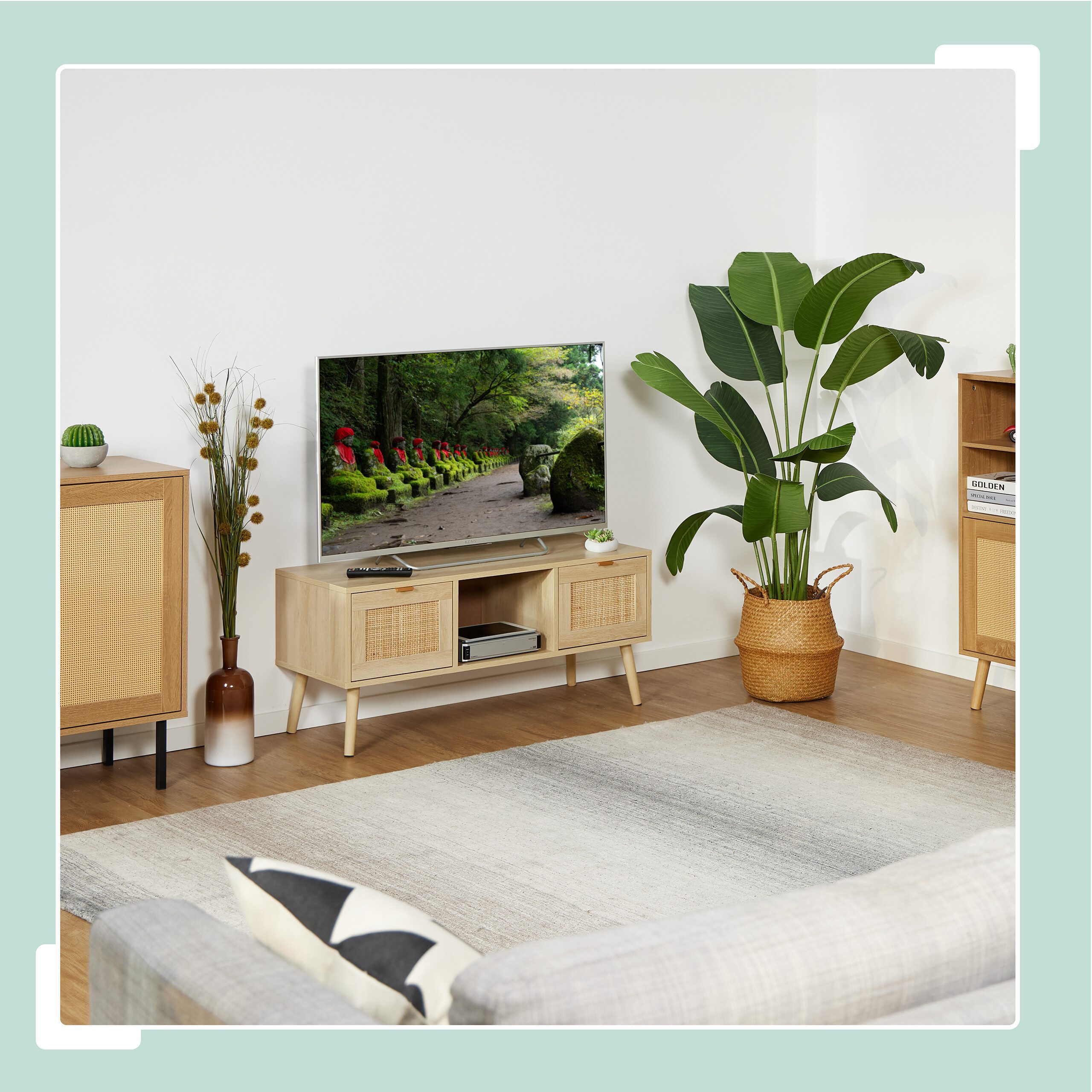 relaxdays TV-Board TV-Lowboard Rattan-Design günstig online kaufen