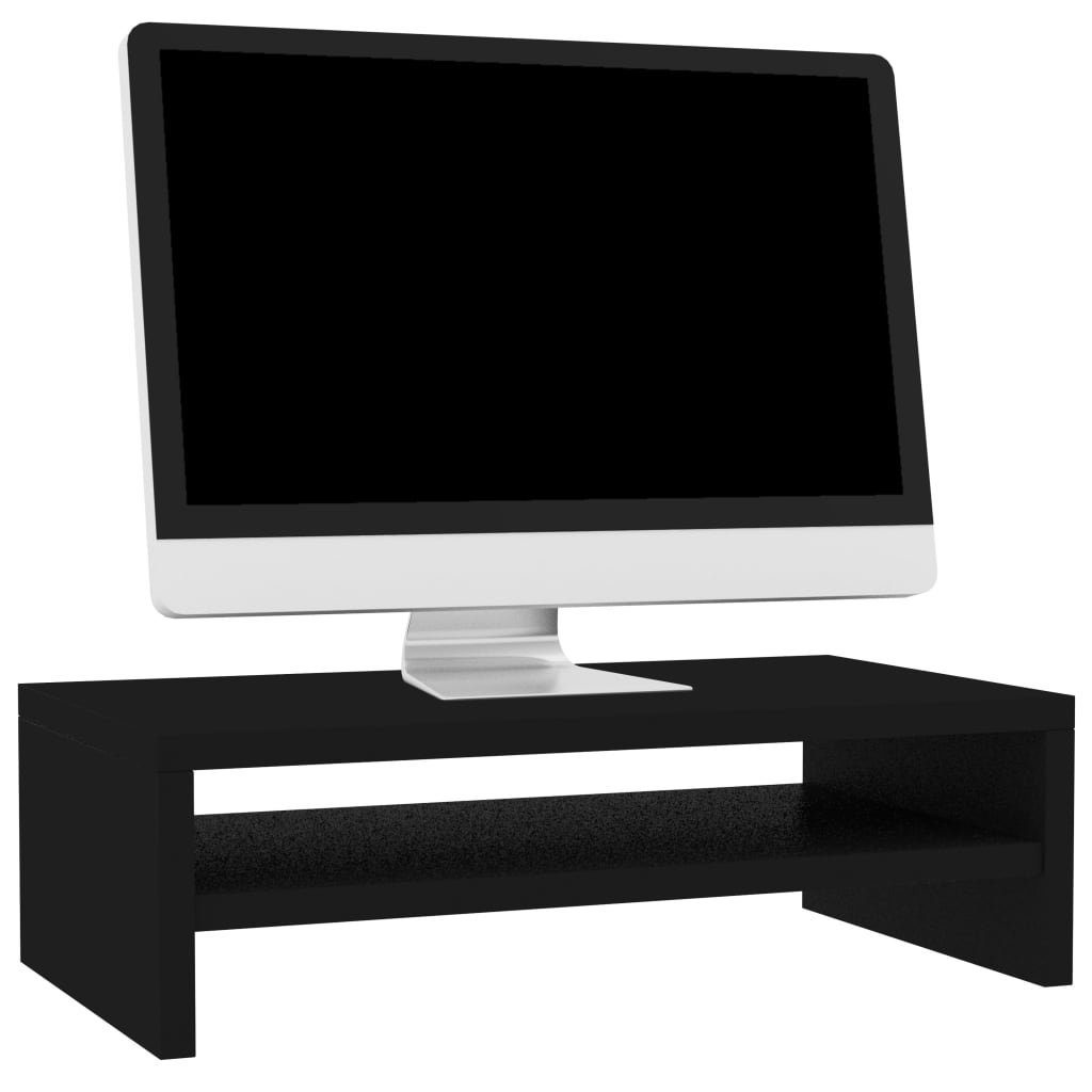 Holzwerkstoff Monitorständer 42x24x13 cm Schwarz TV-Schrank furnicato