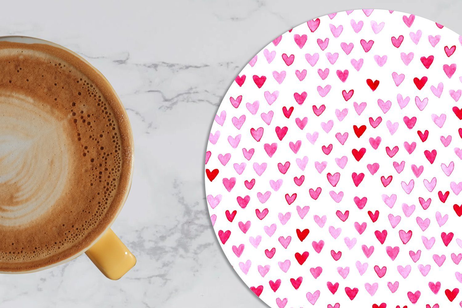 6-tlg., Karte Eine Illustration Korkuntersetzer, Gläser, Tasse, mit für Valentinstag Herzen, Getränkeuntersetzer, Becher Glasuntersetzer Tassenuntersetzer, Zubehör MuchoWow zum einer