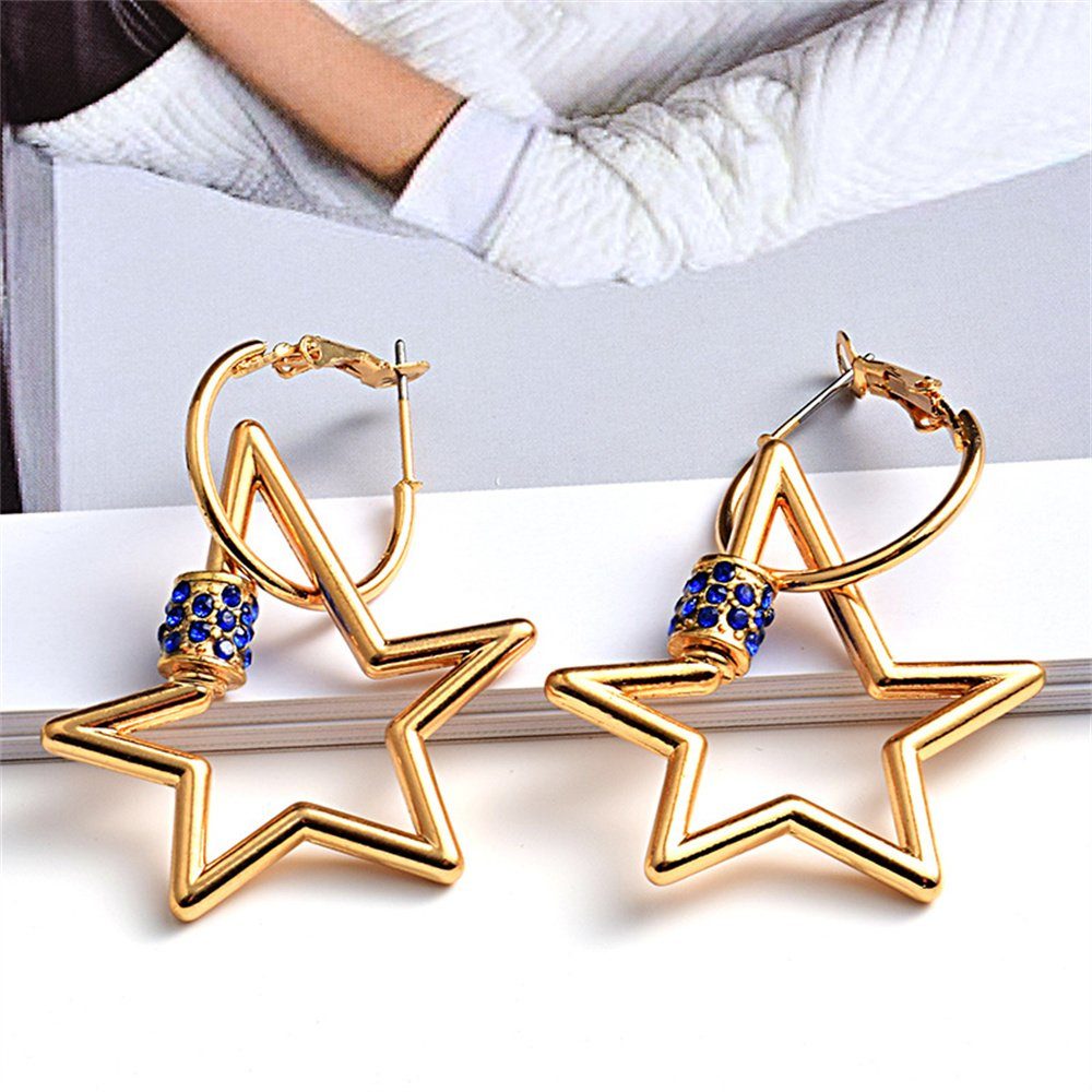 Dekorative Design Elegantes Ohrringe, Ohrhänger Pentagramm Paar Blau Ohrringe, Ohrhänger Paar