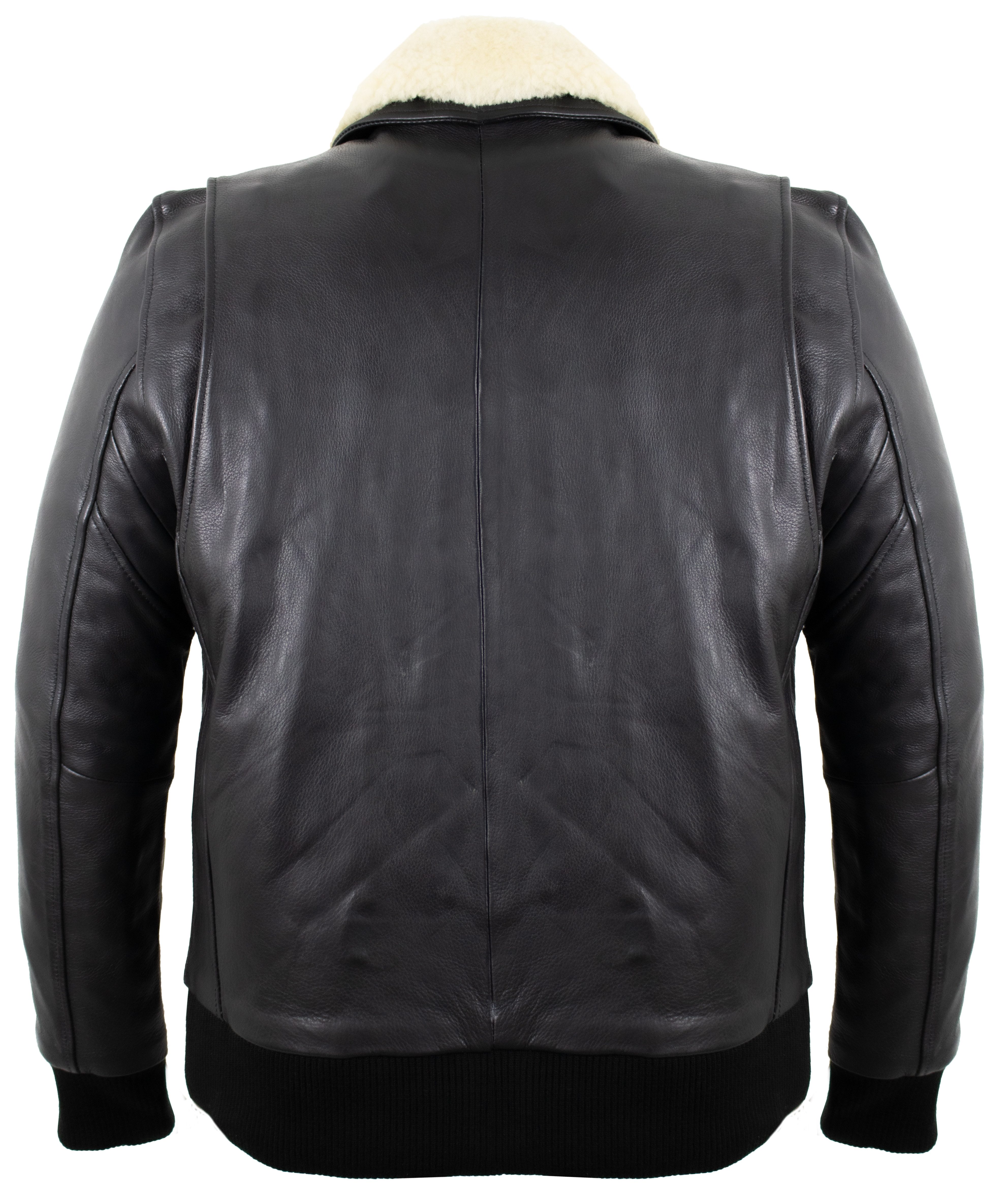 MDM Lederjacke Herren Lederjacke Fliegerjacke echtes Leder schwarz (Flieger Motorrad Lederjacke, Bomber Leder Jacke) mit herausnehmbaren Protektoren, Echtes Fell am Kragen