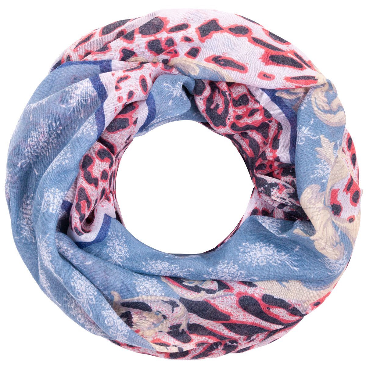 Faera Loop, Damen Schal italienisches Leopardenmuster weich leicht Loop Rundschal