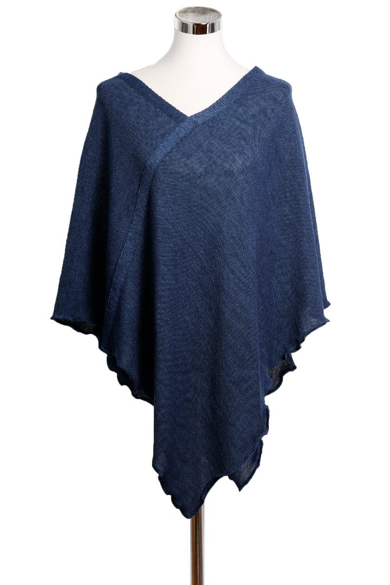 Halstuch Trachten Poncho - GIGI - jeansblau, altrosa, stein