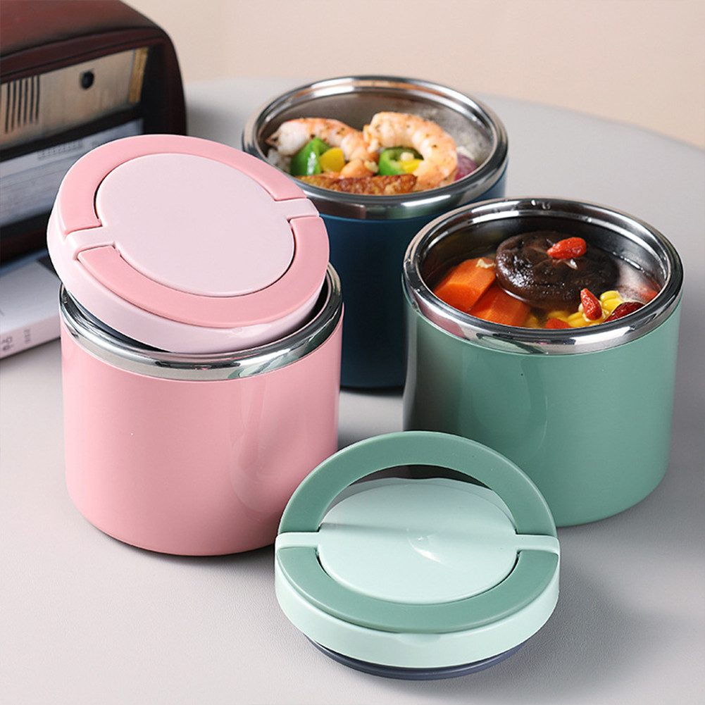 GarveeMore Bowle-Set Tragbare Edelstahl Frühstückstasse Suppenschüssel mitHenkel Thermische, 630/1000ML Thermischer Vorratsbehälter Versiegelte Bento Box MitHen – Bild 5 von 5