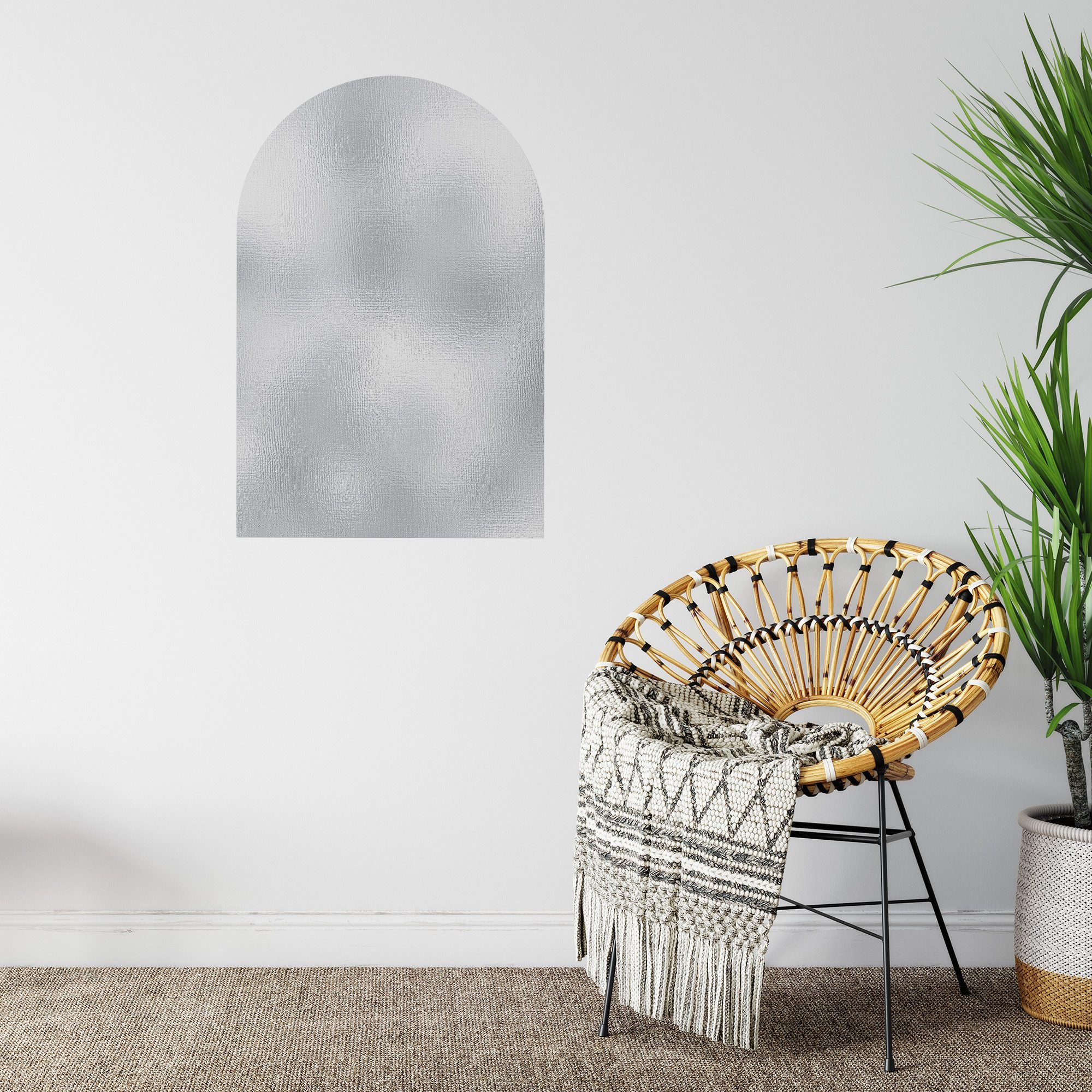 DEQORI Fototapete 'Satiniertes Aluminium', Rundbogen, matte Leinwandstruktur, bedruckt, (1 St), selbstklebend Wandtattoo Motiv Wandtapete Wand Sticker Bild Tapete