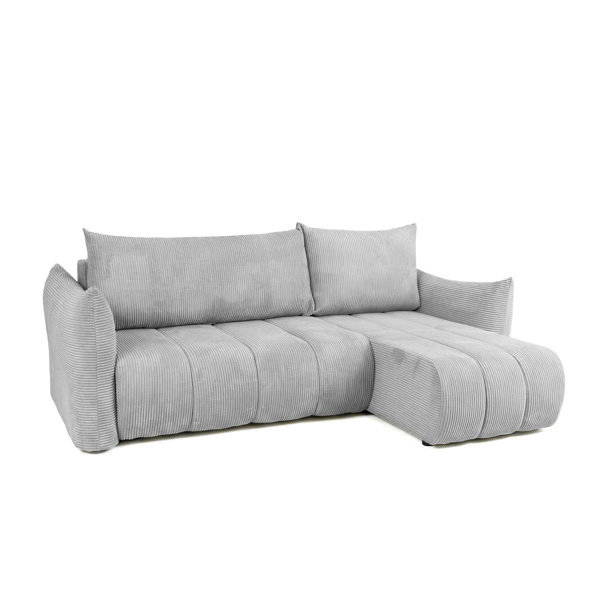 Fun Möbel Ecksofa Schlafsofa ONTARIO XS mit Ottomane in Cordstoff Poso, Rücken echt bezogen, mit Bettkasten und Liegefunktion