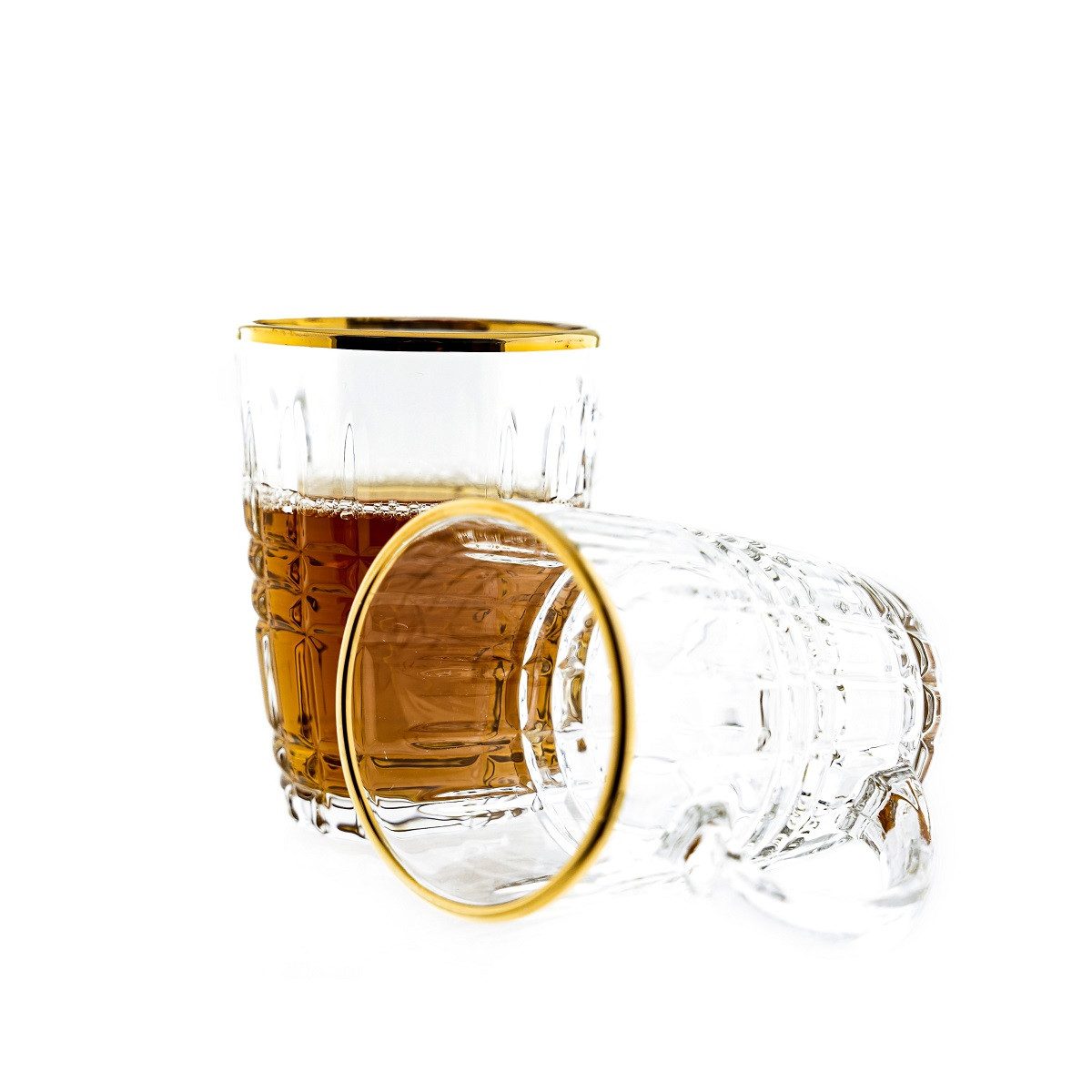 Sunay Teeglas 6er Gläser-Set mit Henkel 203 ml Transparent mit Muster
