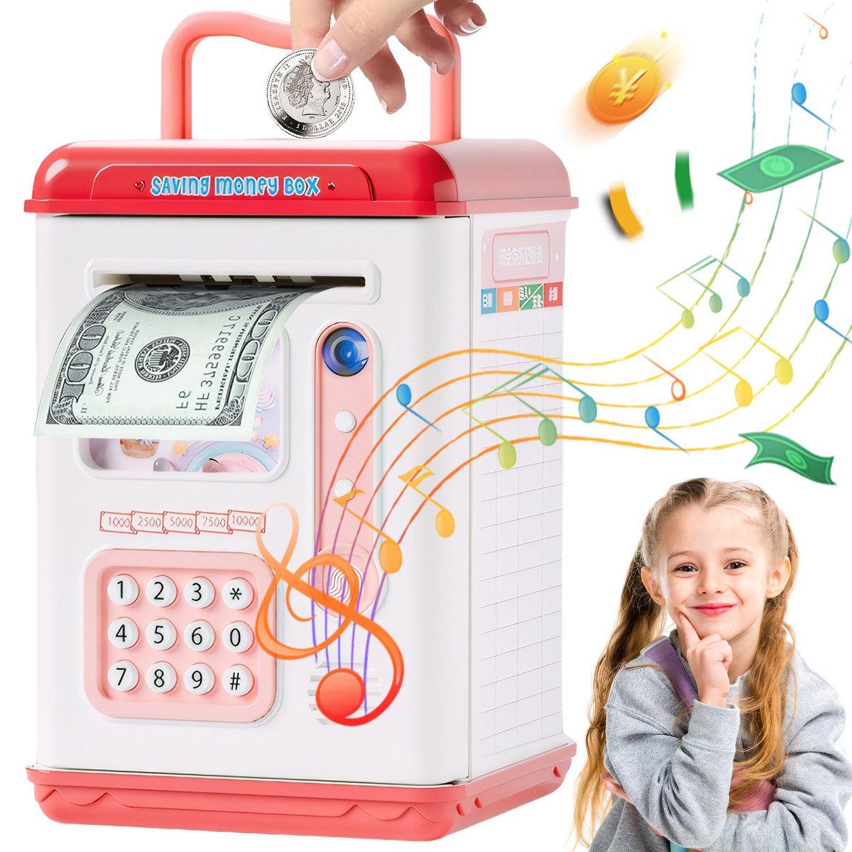 Senmudi Spardose Spardose für Kinder Sparschwein mit Passwort- & Fingerabdr günstig online kaufen