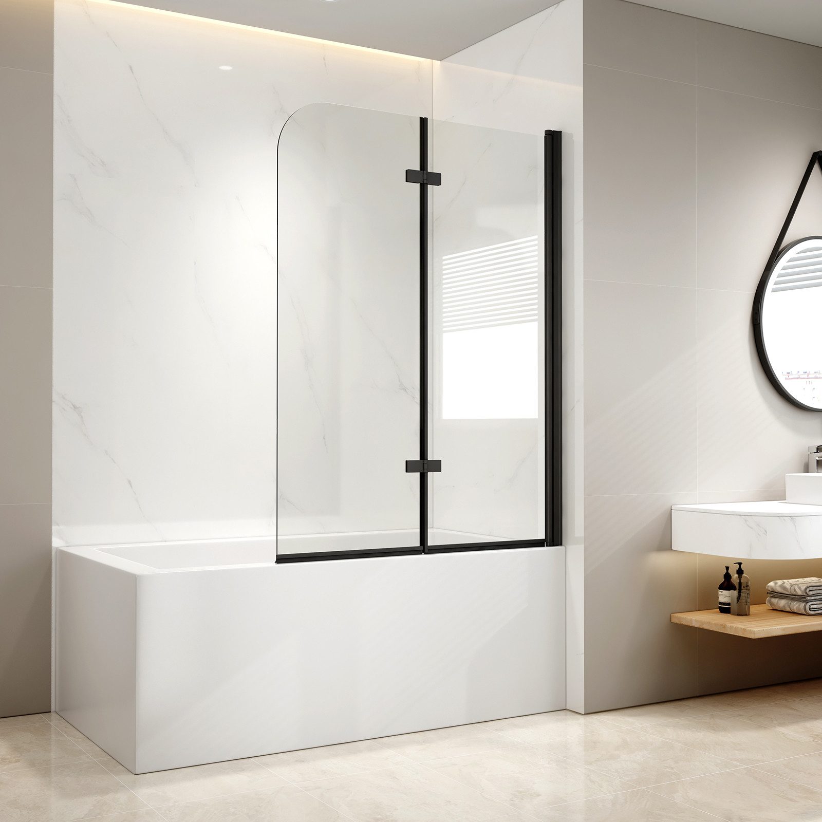 EMKE Badewannenaufsatz Duschwand für Badewanne,2-teilig Duschwand Faltbar S günstig online kaufen