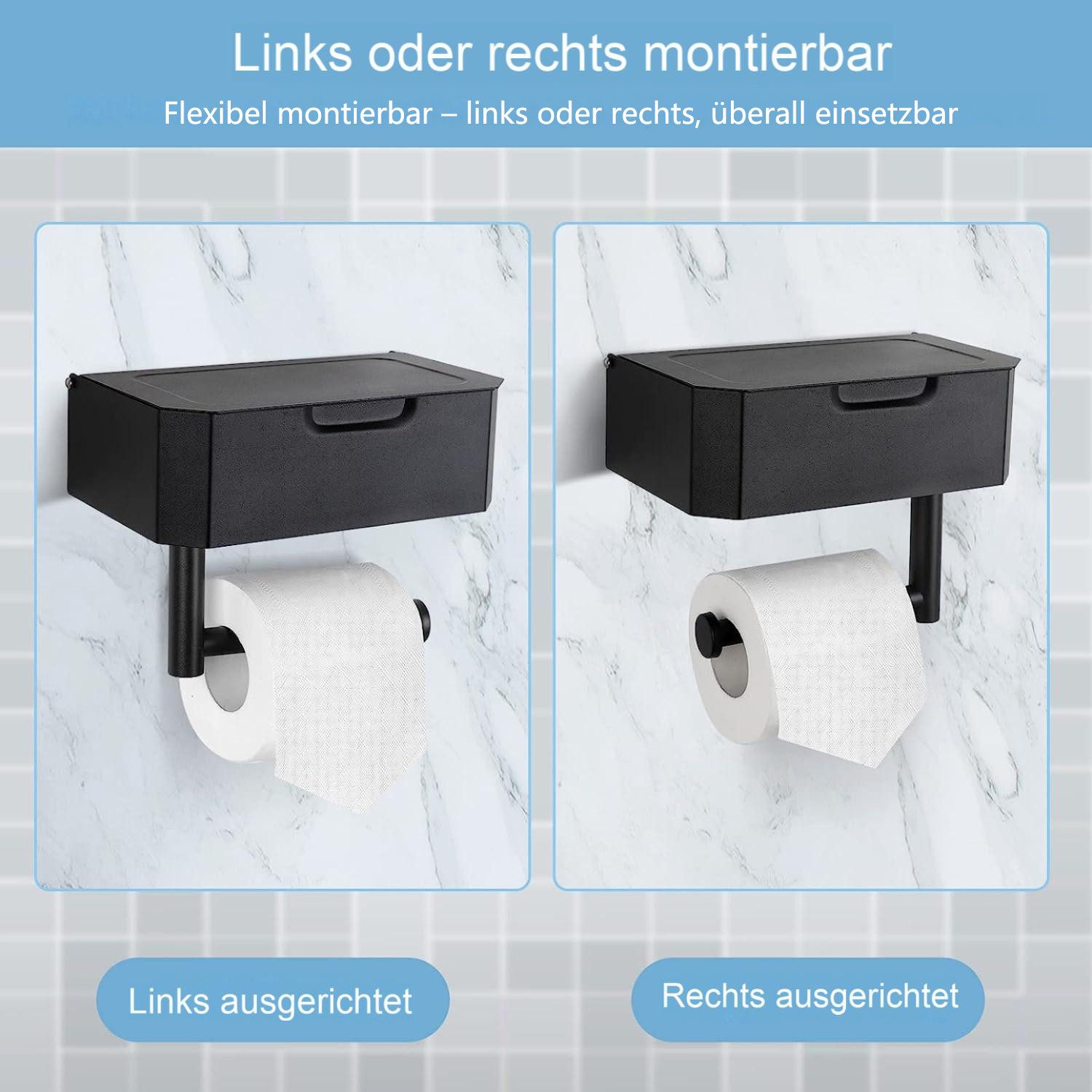 Refined Living Toilettenpapierhalter Klopapierhalter mit Feuchttücherbox, Toilettenpapierhalter ohne Bohren (roll paper rack Aus hochwertigem SUS 304 Edelstahl  – Bild 4 von 5