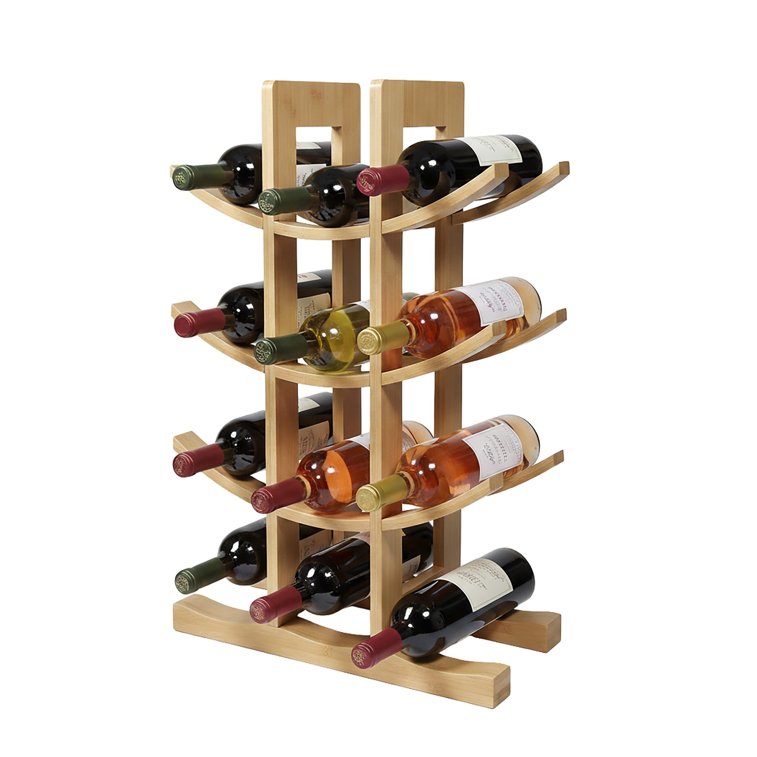 relaxdays Weinregal aus Bambus für 12 Flasche, natur