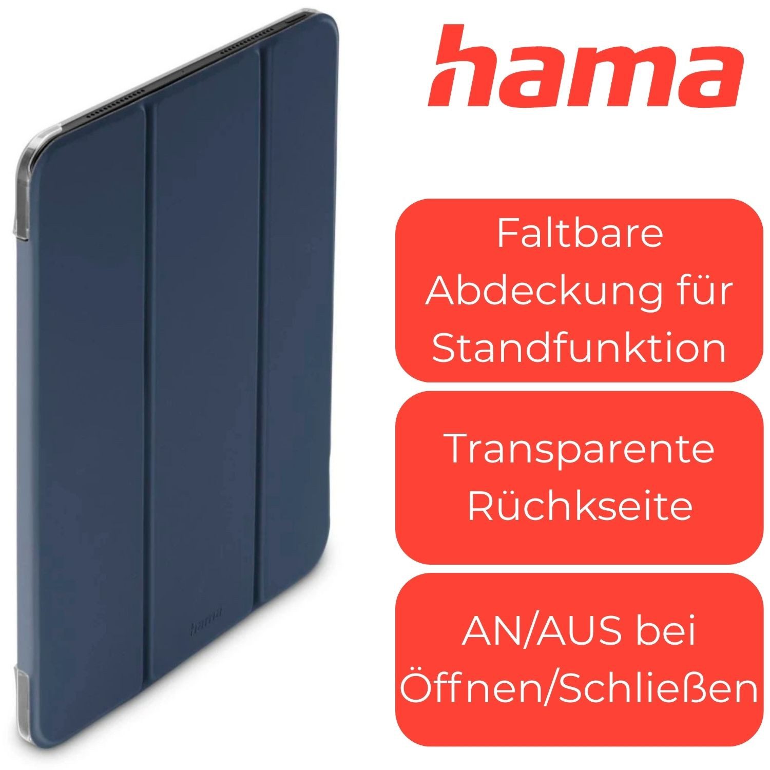 Hama Tablet-Hülle Hama Fold Clear Smart Book Case Tasche Cover Blau 11 Zoll, Ständer Schutz-Hülle für Apple iPad A16 11 Gen. 2025 11" 10 2022 10,9"