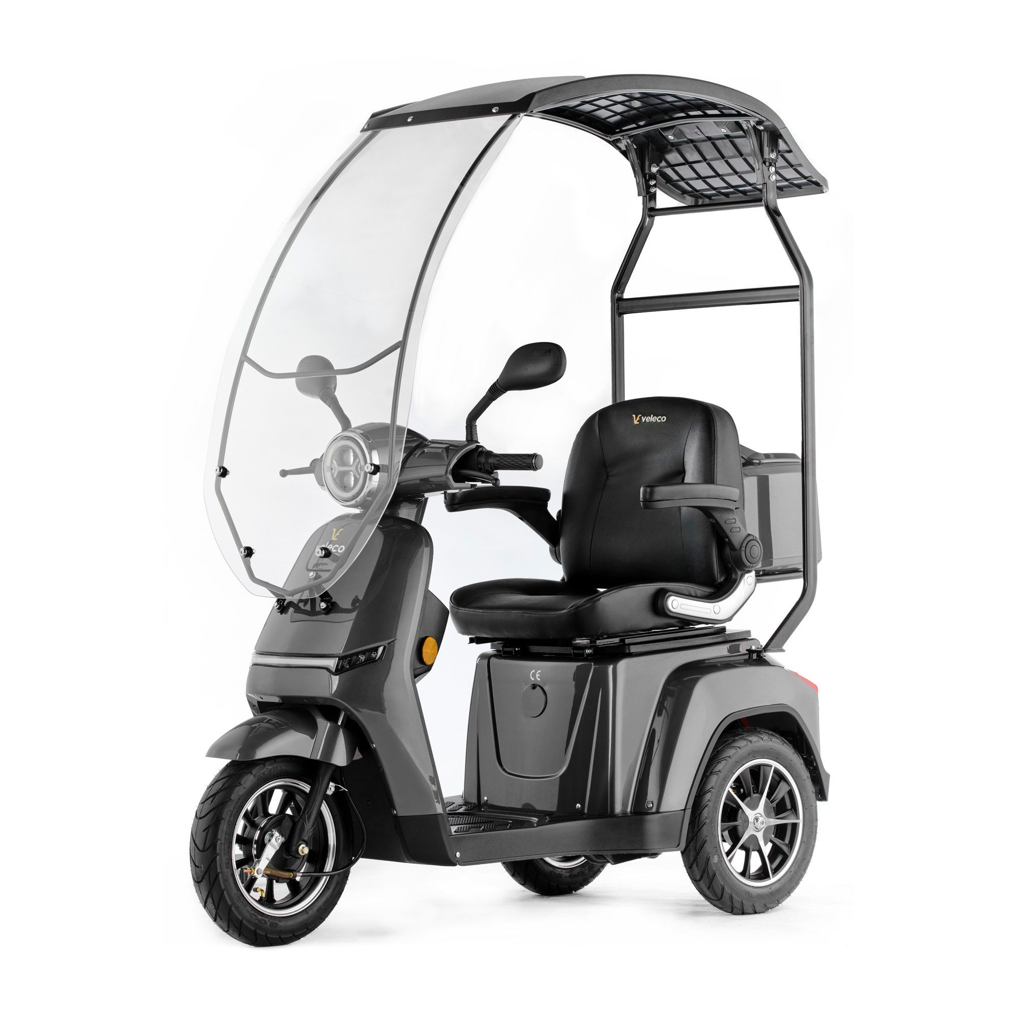 Veleco Elektromobil Turris mit Dach - Lithium-Ionen Akku - Seniorenmobil - 3-Rad, 12,00 km/h, Dach mit Windschutzscheibe, Herausnehmbarer Lithium-Ionen Akku
