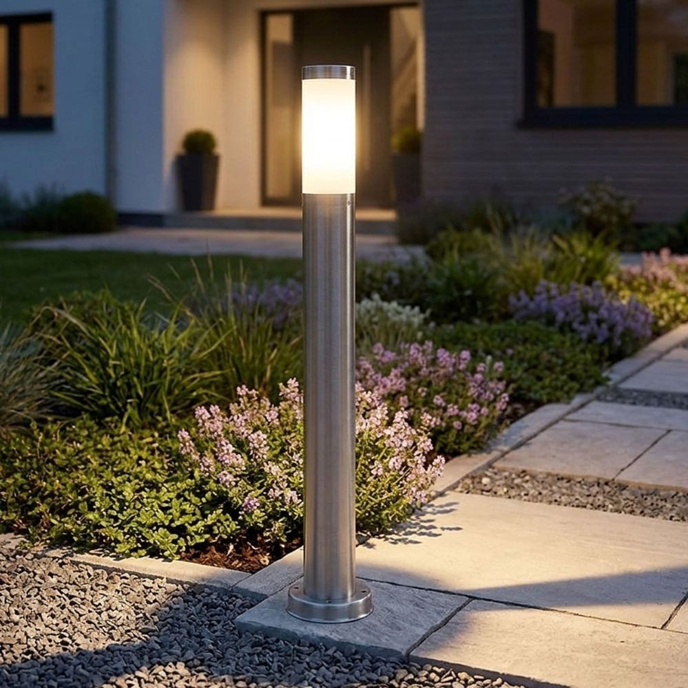 GLOBO LIGHTING Pollerleuchte, Leuchtmittel nicht inklusive, Außenstehlampe Garten Wegelampe Edelstahl silber Sockelleuchte Außen