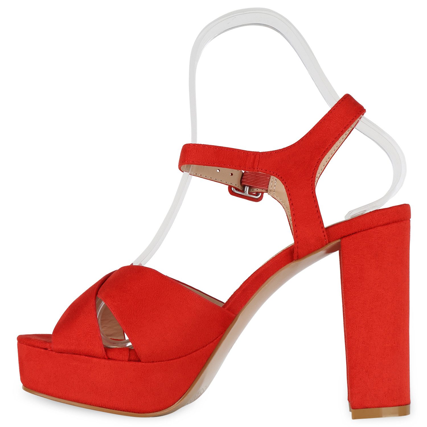 VAN HILL 826159 Plateausandaletten Damen Plateau Sandaletten Blockabsatz Party High Heels