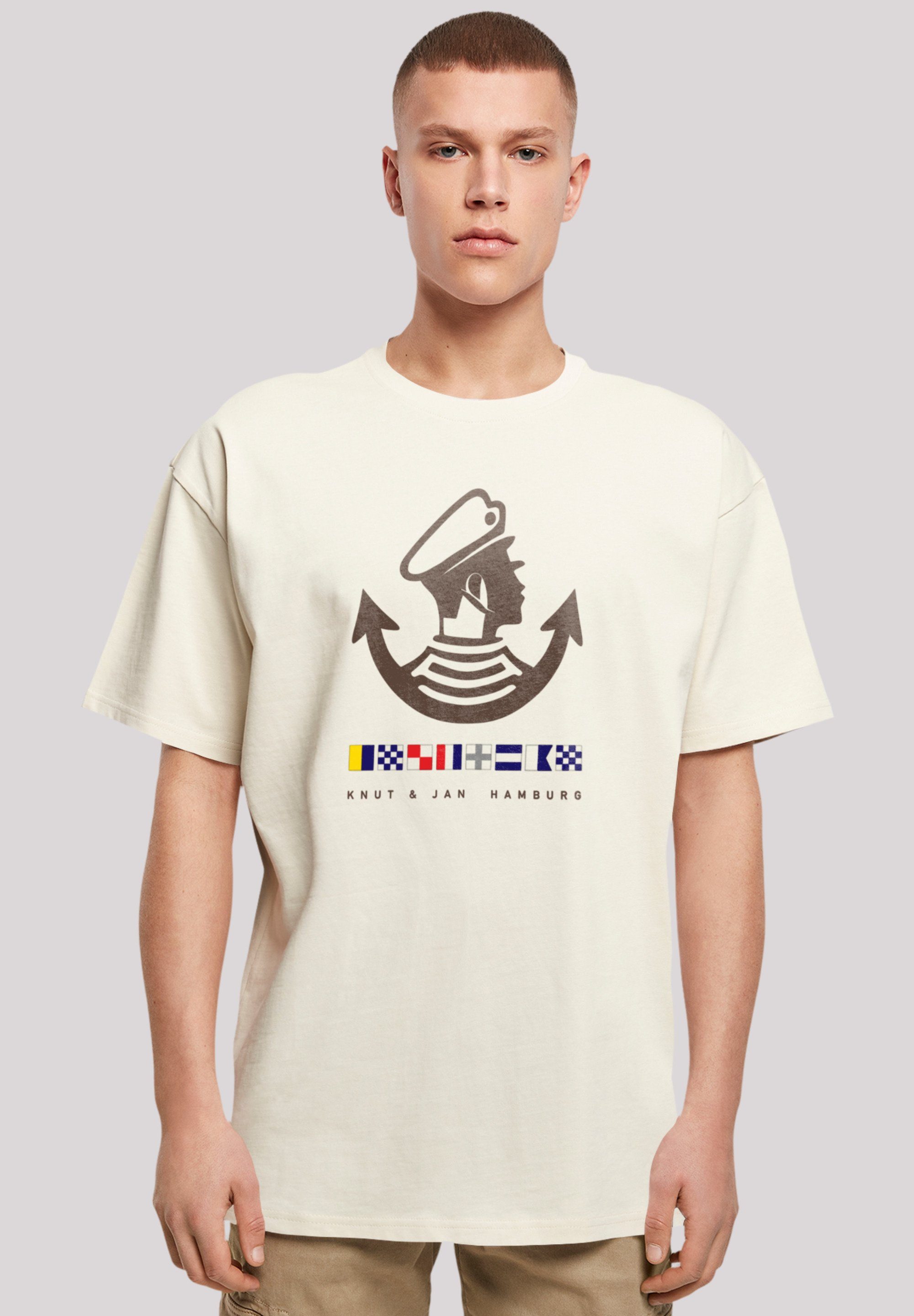 F4NT4STIC T-Shirt Knut & Jan Hamburg Logo Print sand
