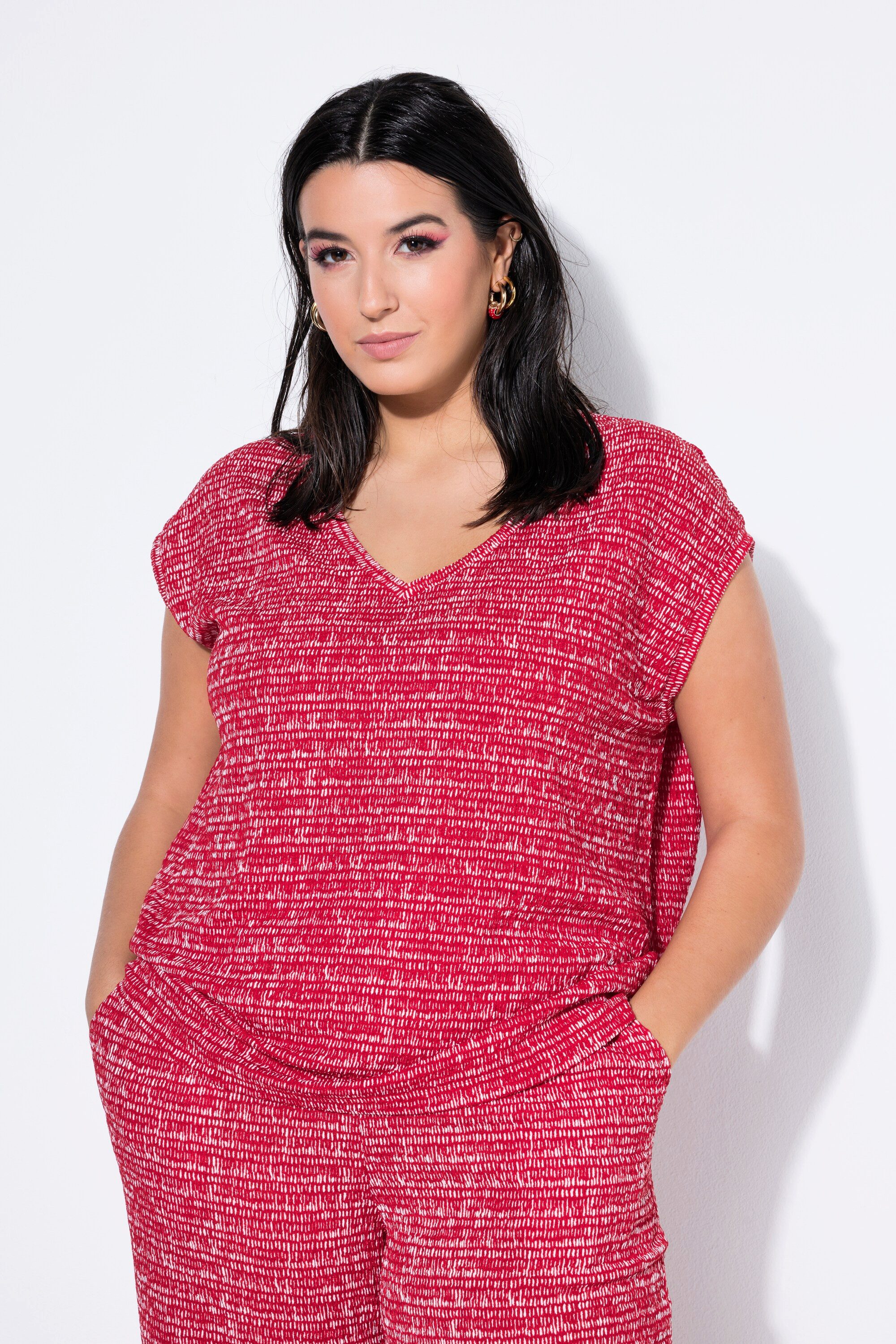 T-Shirt T-Shirt oversized Struktur V-Ausschnitt