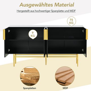 OKWISH Sideboard mit 4 Türen, goldfarbener Metallgriff (Anrichte für Esszimmer, Wohnzimmer, Schlafzimmer)