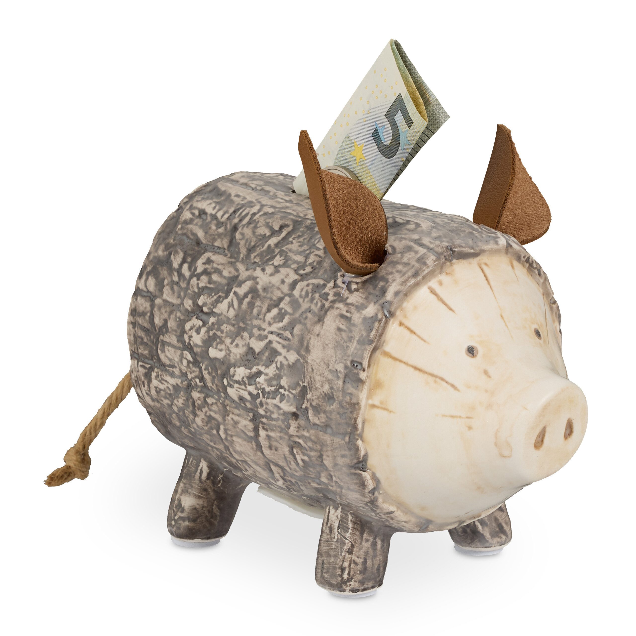 Spardose Sparschwein Baumrinde