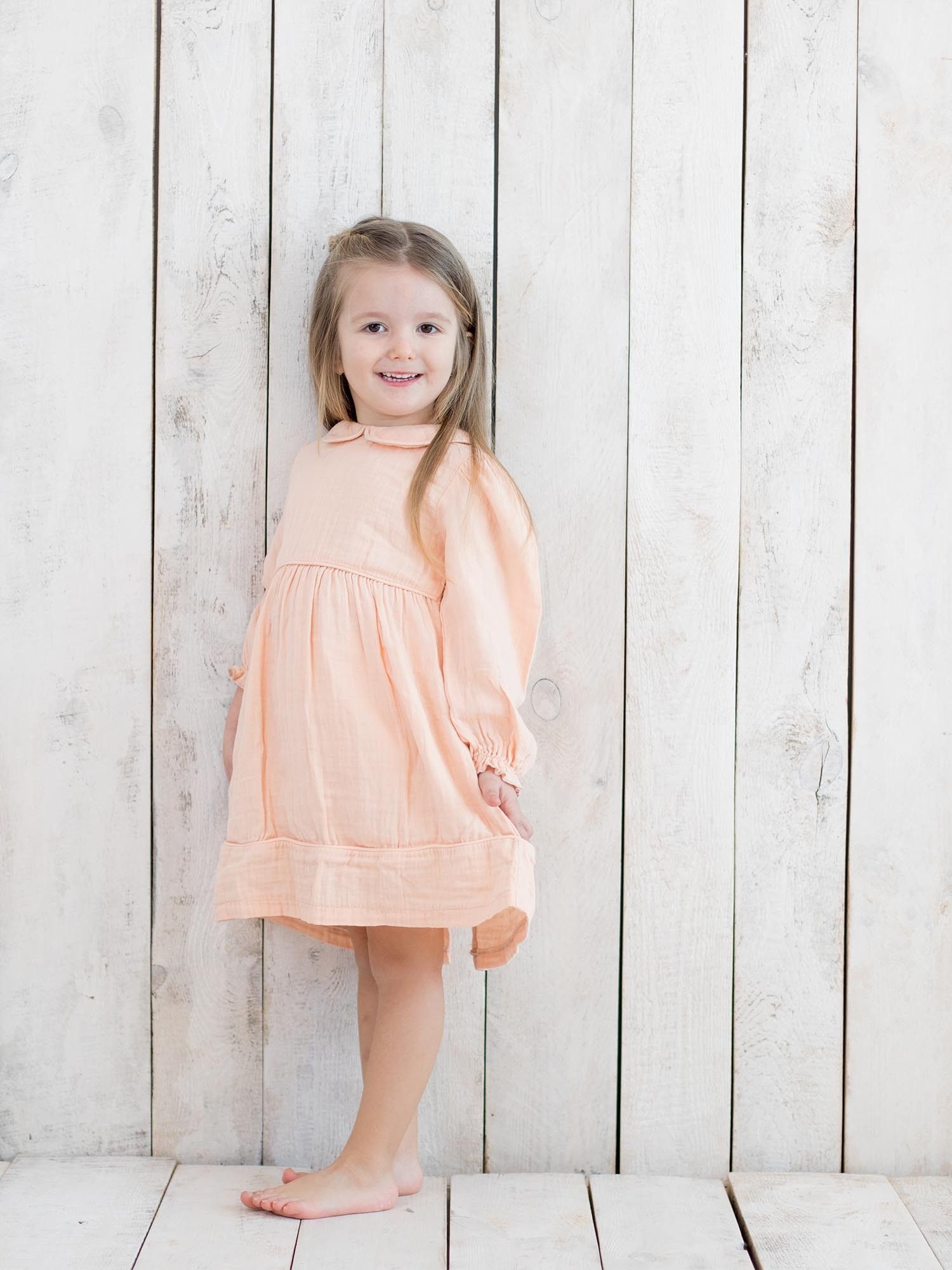 OrganicEra Sommerkleid Baby Kleid Bio-Musselin mit Peter-Pan-Kragen (Einzelstück, 1-tlg) GOTS-zertifiziert