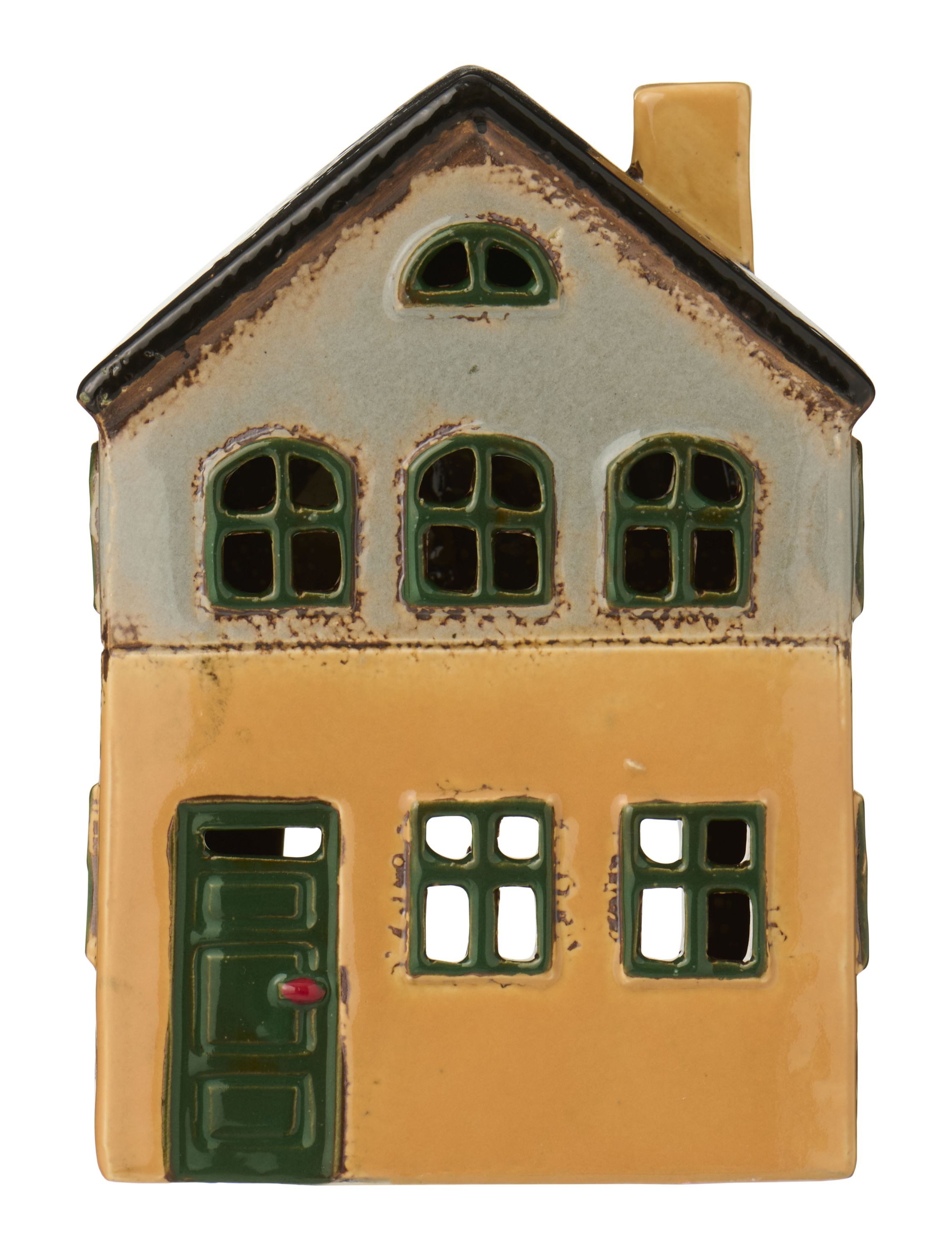 Ib Laursen Kerzenhalter Ib Laursen - Lichterhaus Teelichthaus Windlicht Haus Nyhavn Ocker