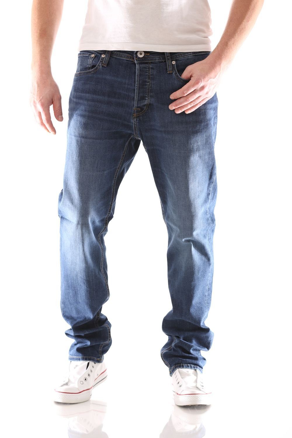 Jack & Jones Comfort-fit-Jeans Jack & Jones Mike Original Comfort Fit Herren Jeans Hose Blau (814 Blue Denim)